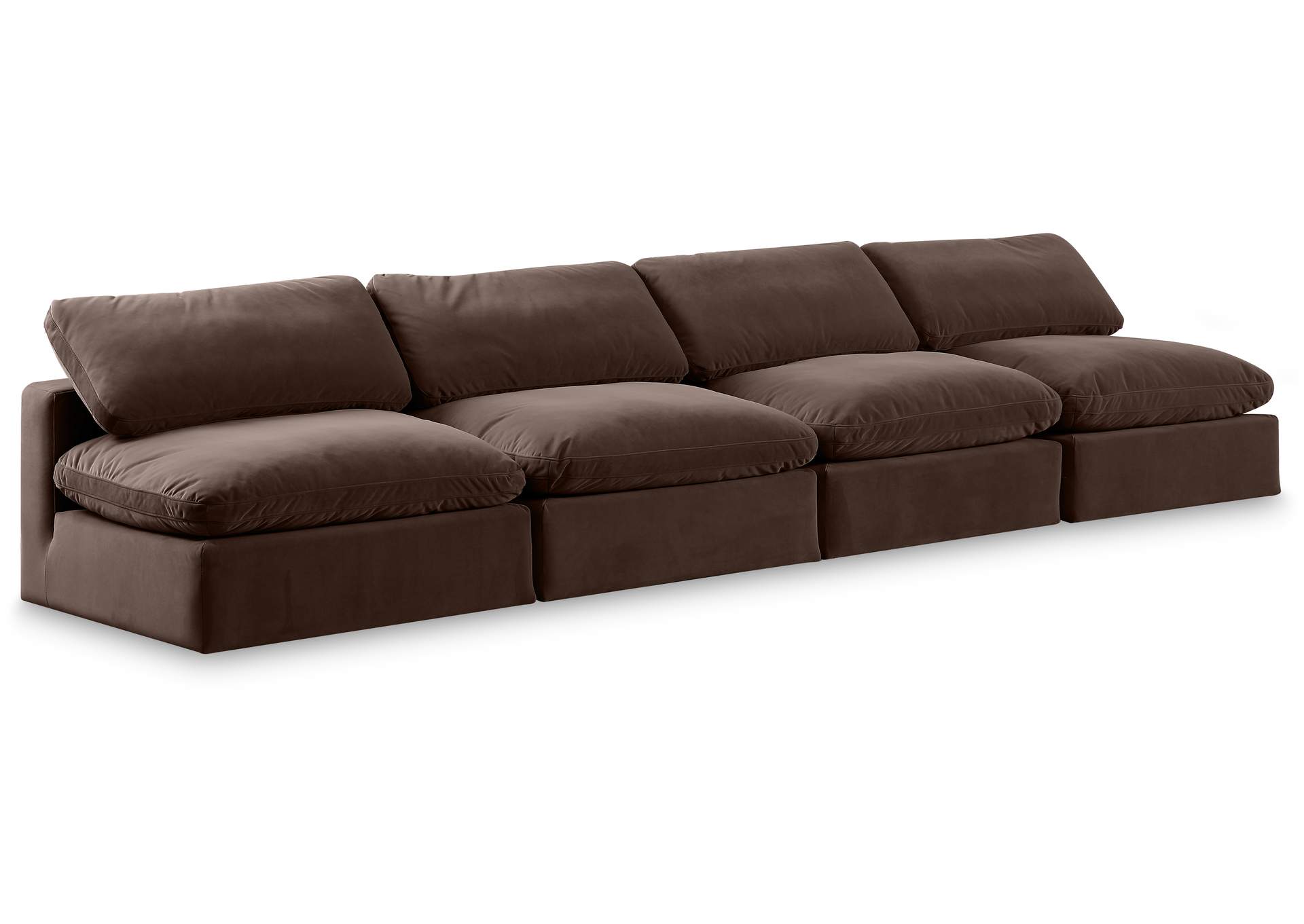 Comfy Brown Velvet Modular Sofa,Meridian Furniture