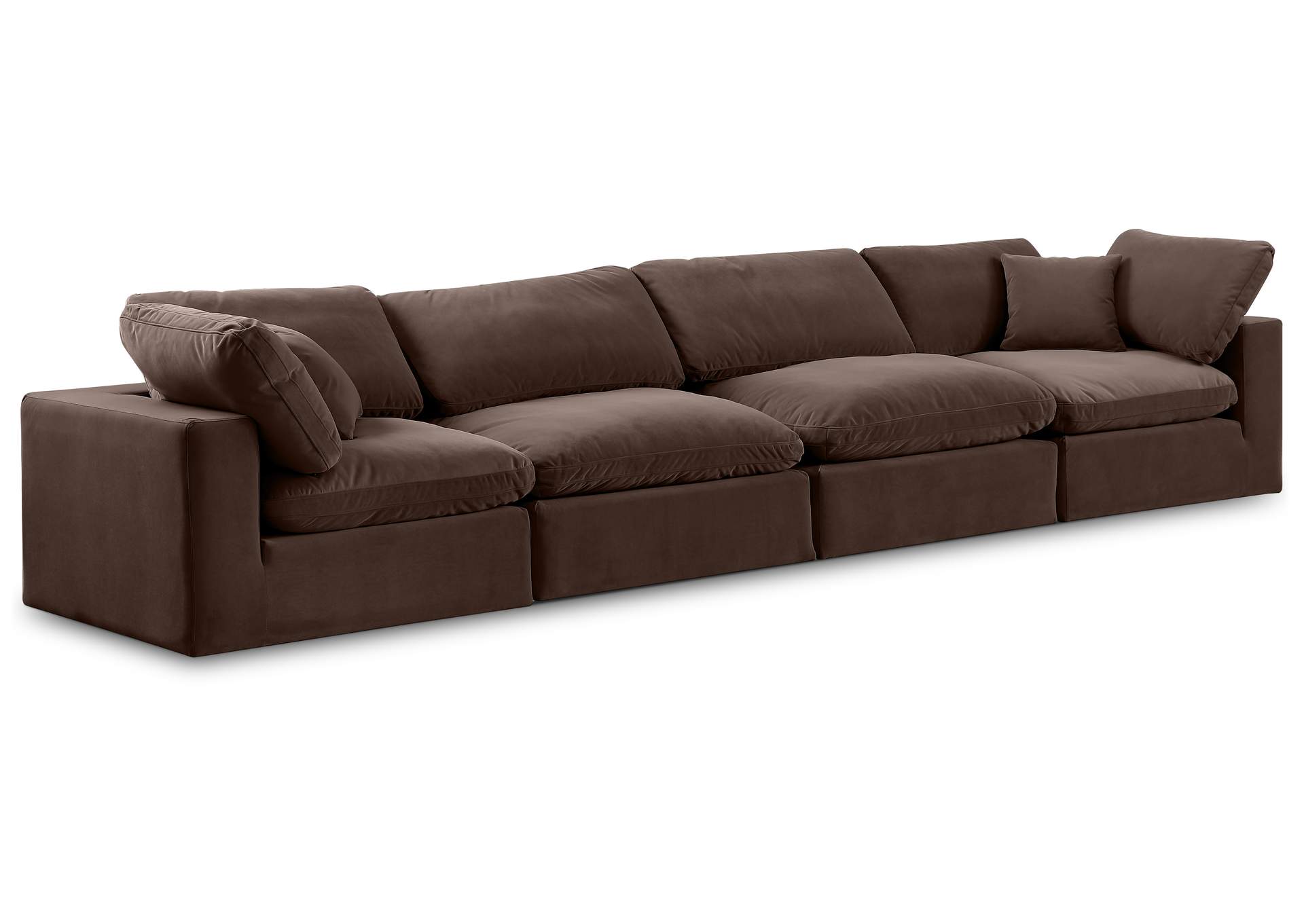 Comfy Brown Velvet Modular Sofa,Meridian Furniture