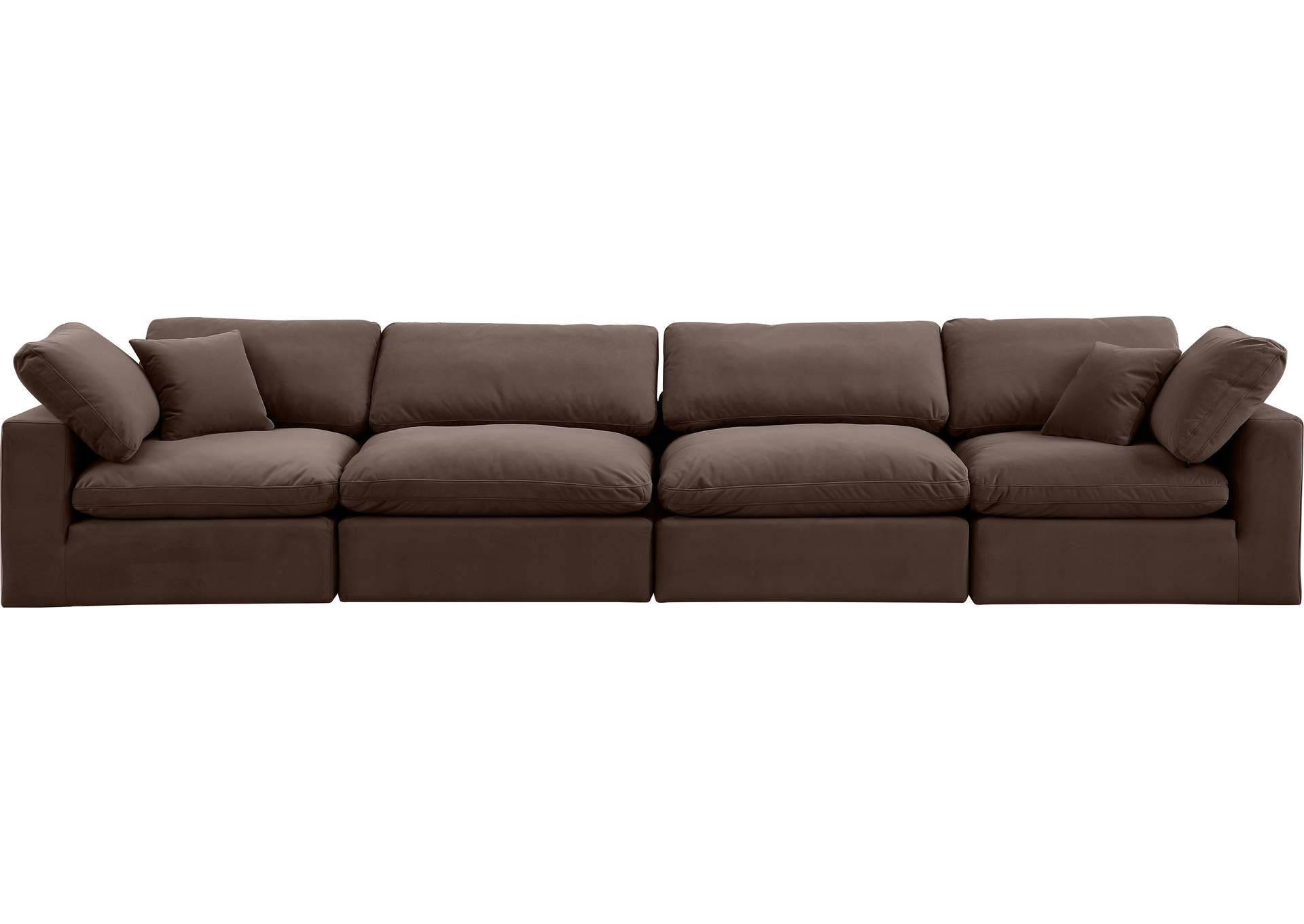 Comfy Brown Velvet Modular Sofa,Meridian Furniture