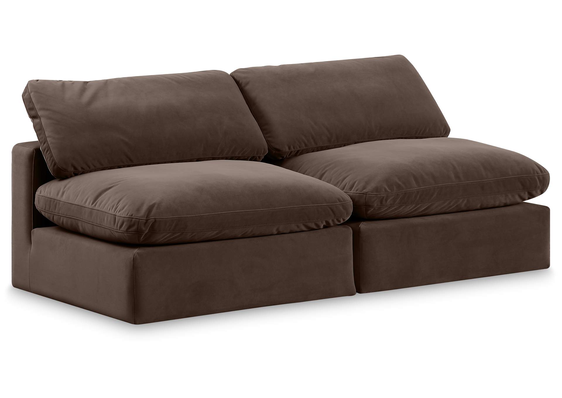 Comfy Brown Velvet Modular Sofa,Meridian Furniture
