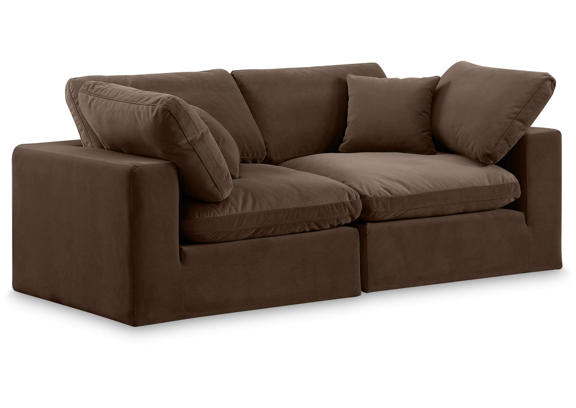 Comfy Brown Velvet Modular Sofa,Meridian Furniture