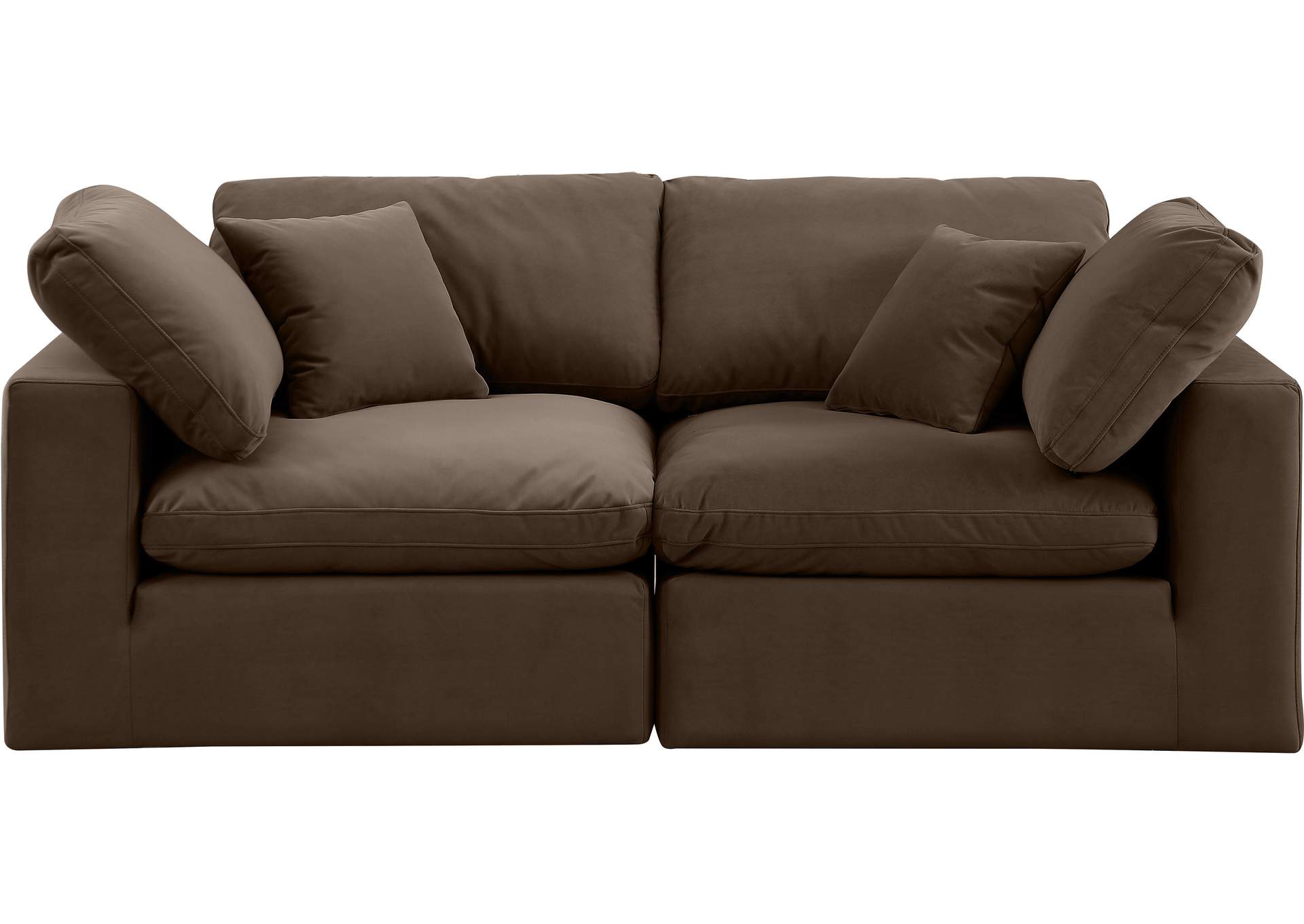Comfy Brown Velvet Modular Sofa,Meridian Furniture