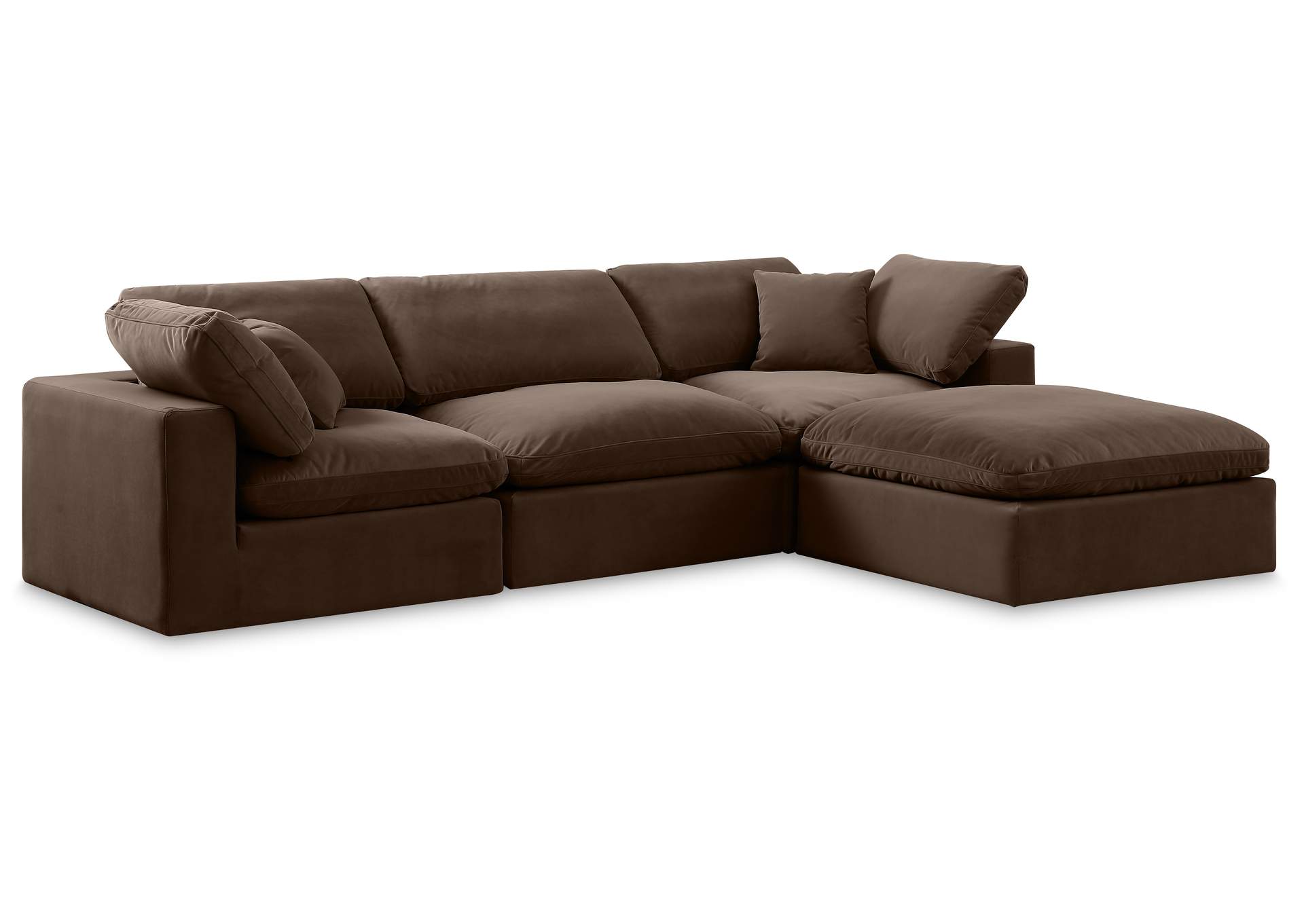 Comfy Brown Velvet Modular Sectional,Meridian Furniture