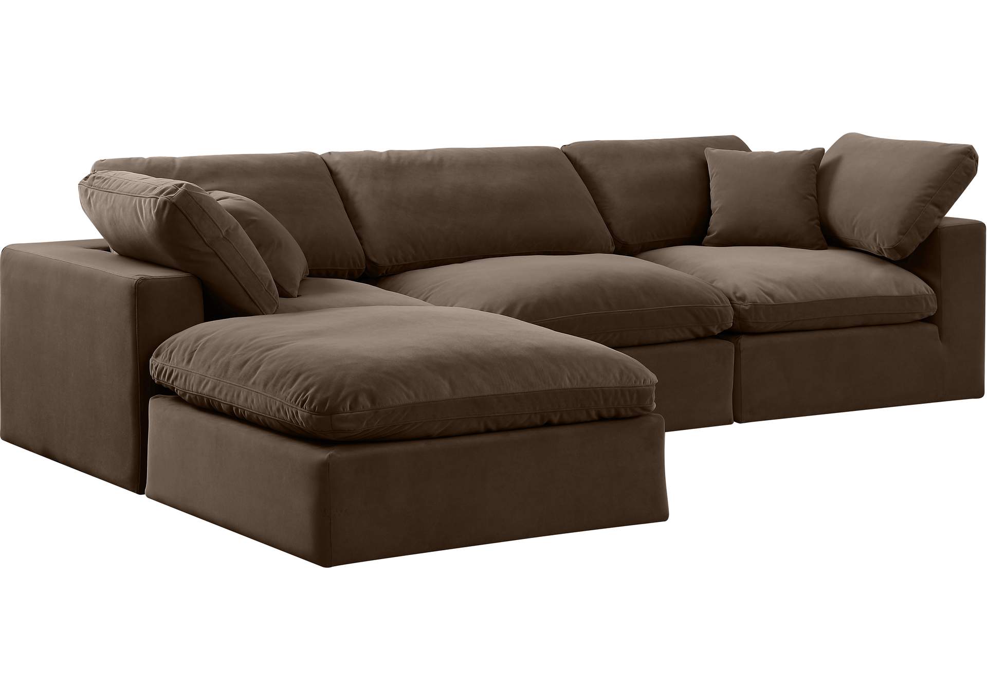 Comfy Brown Velvet Modular Sectional,Meridian Furniture