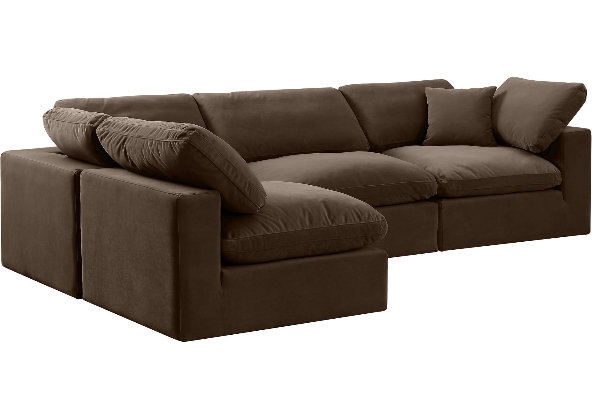 Comfy Brown Velvet Modular Sectional,Meridian Furniture