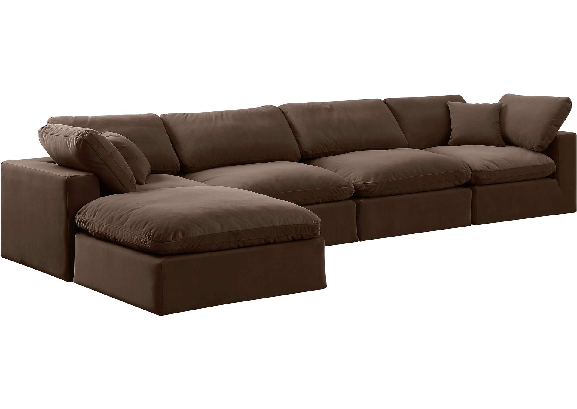 Comfy Brown Velvet Modular Sectional,Meridian Furniture