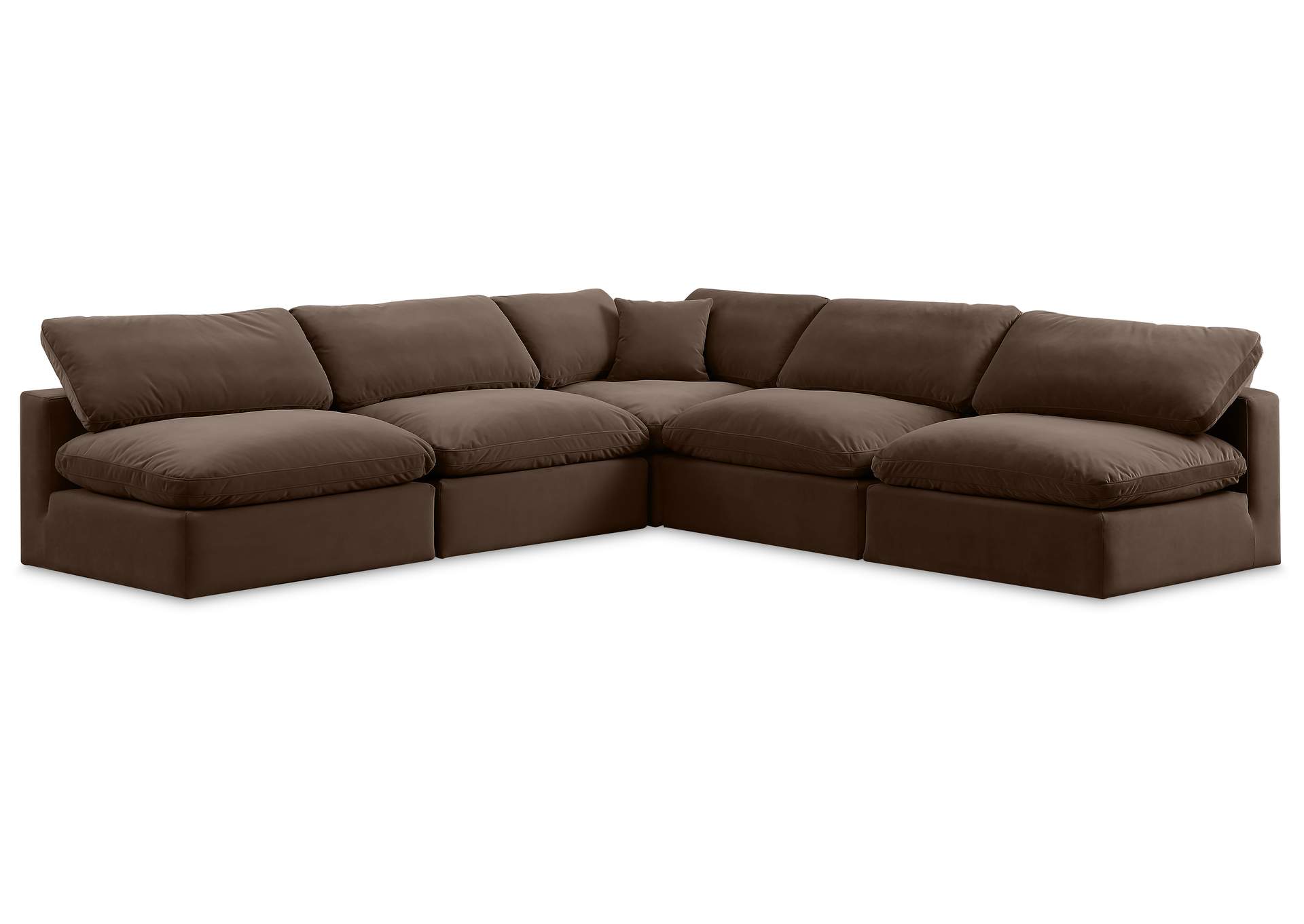 Comfy Brown Velvet Modular Sectional,Meridian Furniture