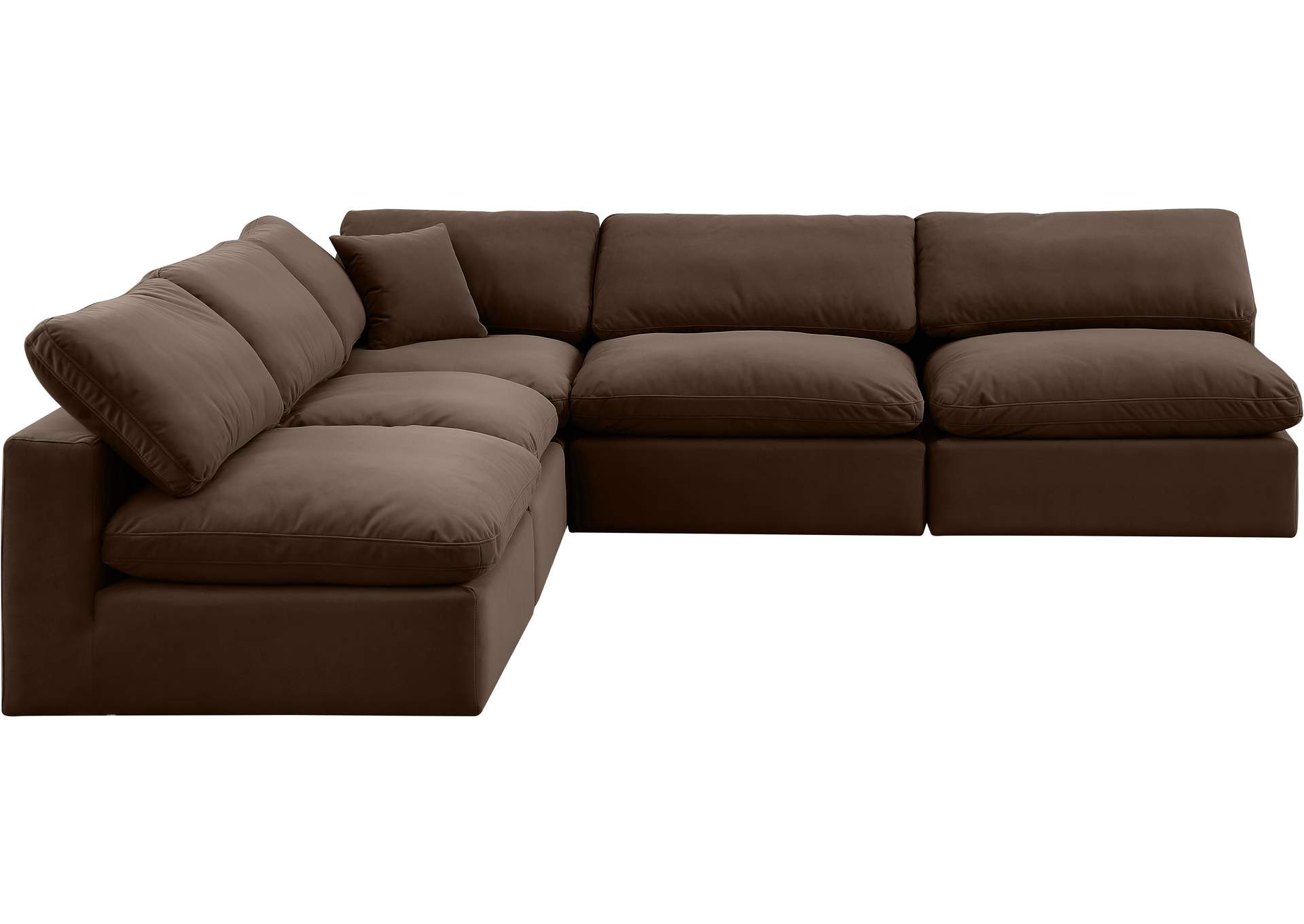 Comfy Brown Velvet Modular Sectional,Meridian Furniture