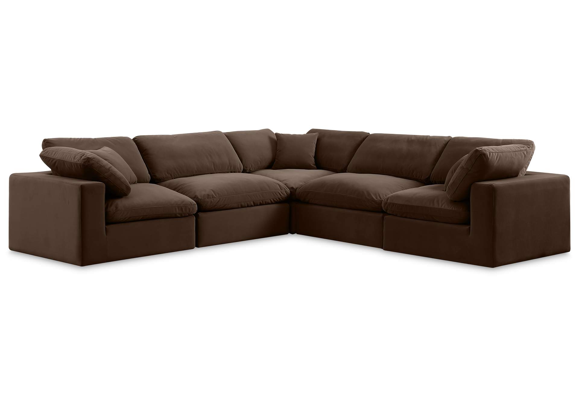 Comfy Brown Velvet Modular Sectional,Meridian Furniture