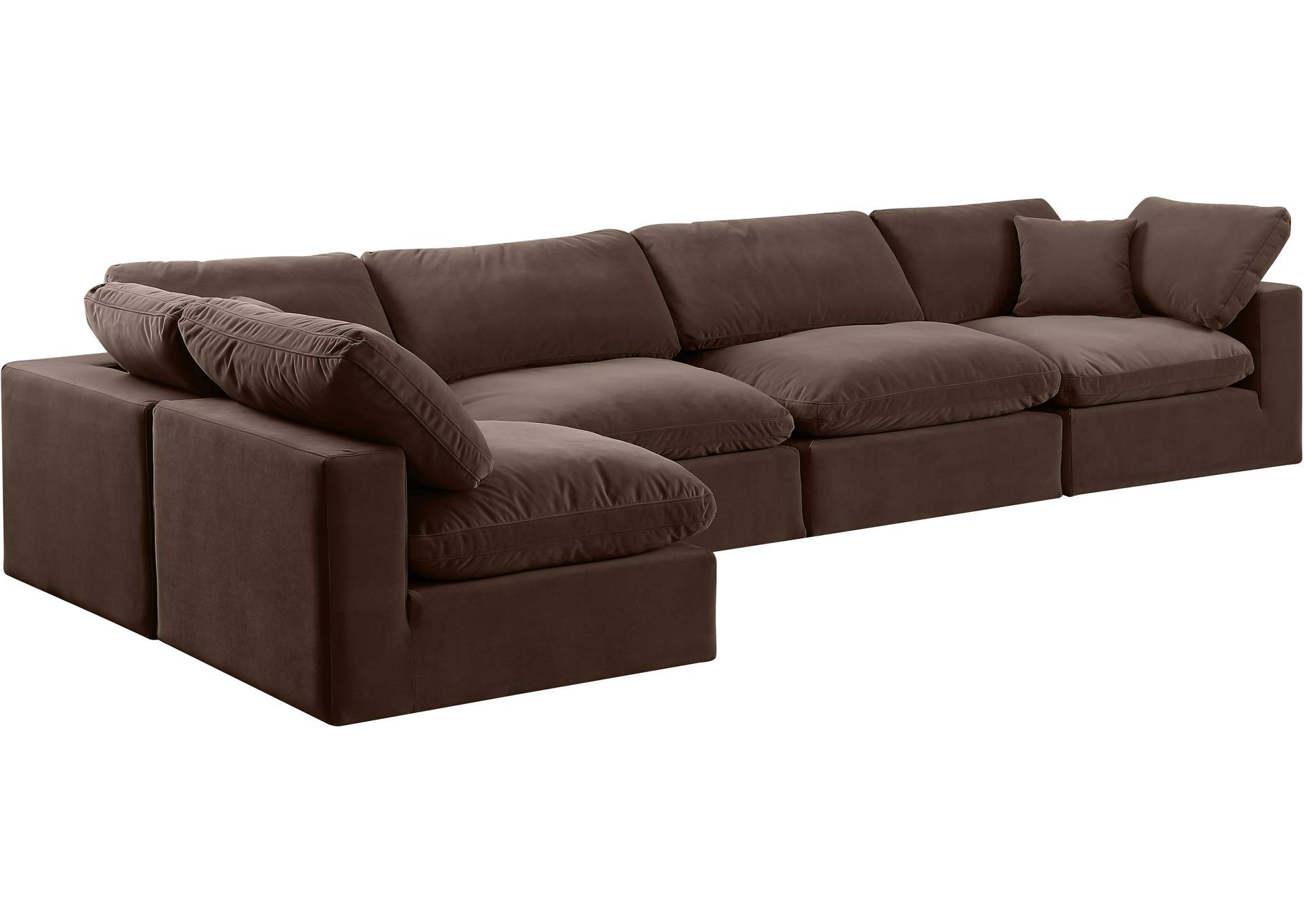 Comfy Brown Velvet Modular Sectional,Meridian Furniture