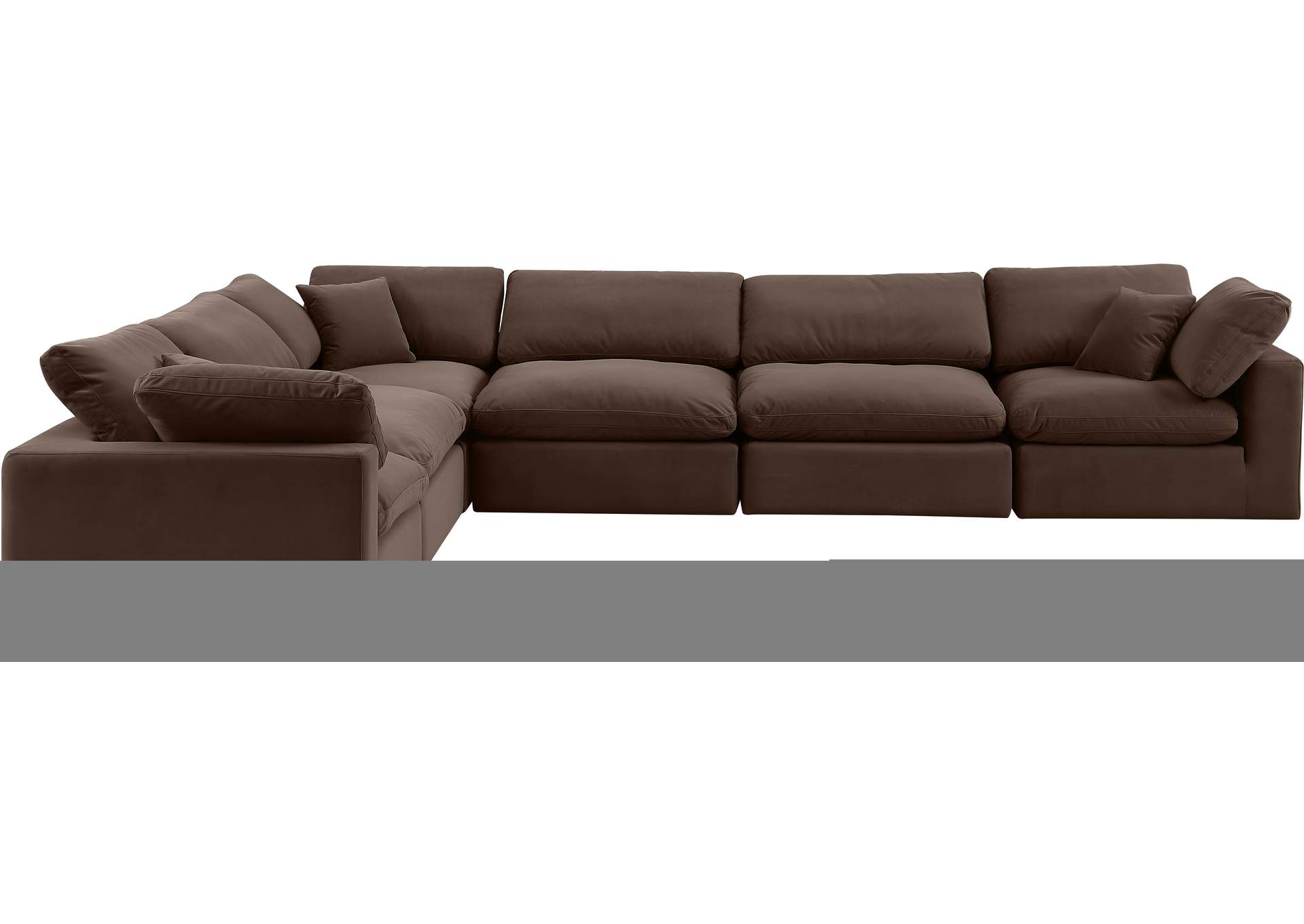 Comfy Brown Velvet Modular Sectional,Meridian Furniture
