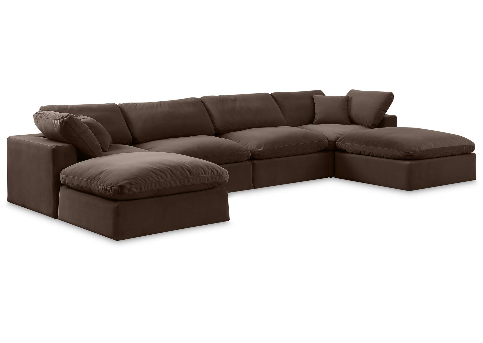 Comfy Brown Velvet Modular Sectional,Meridian Furniture