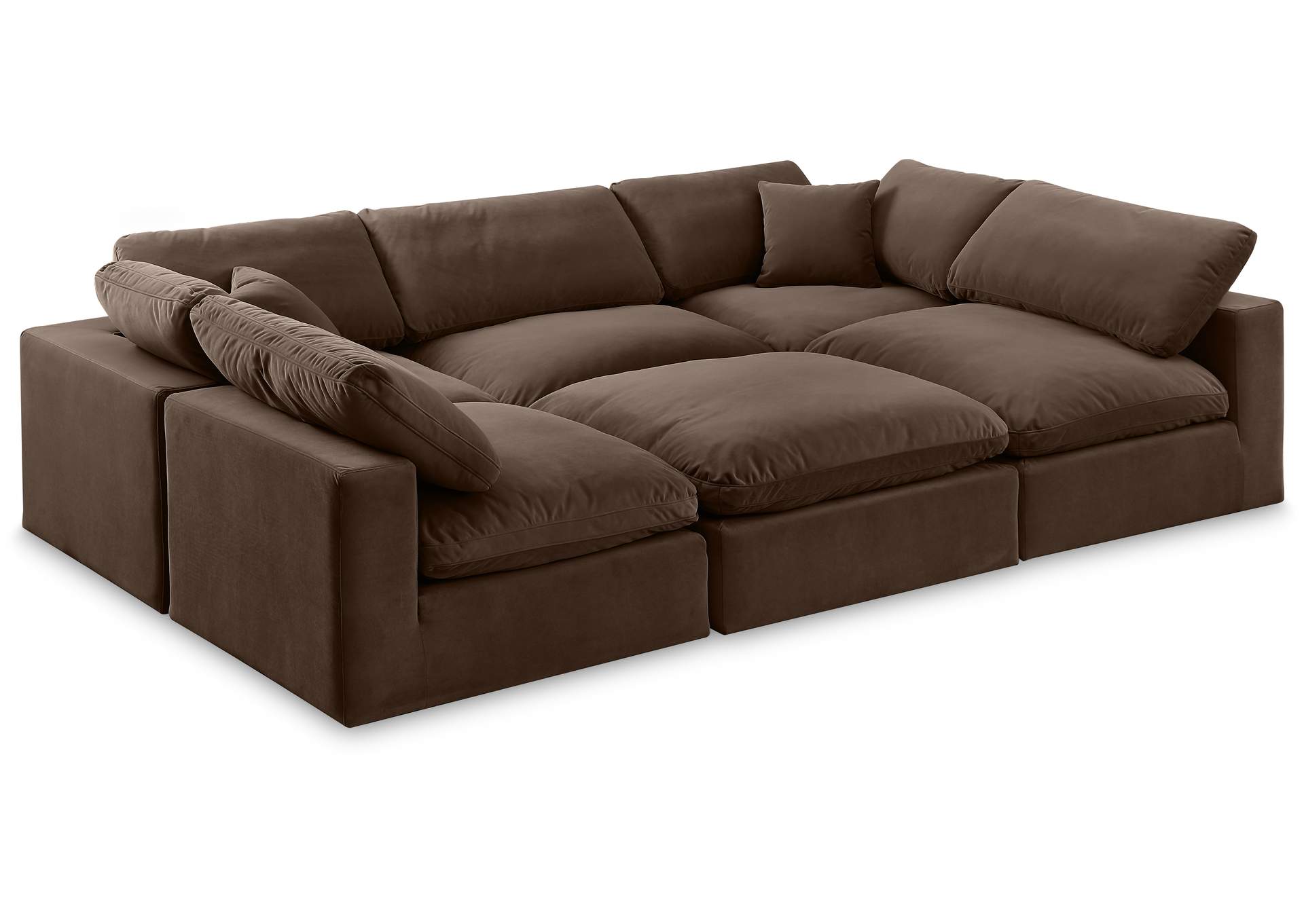 Comfy Brown Velvet Modular Sectional,Meridian Furniture