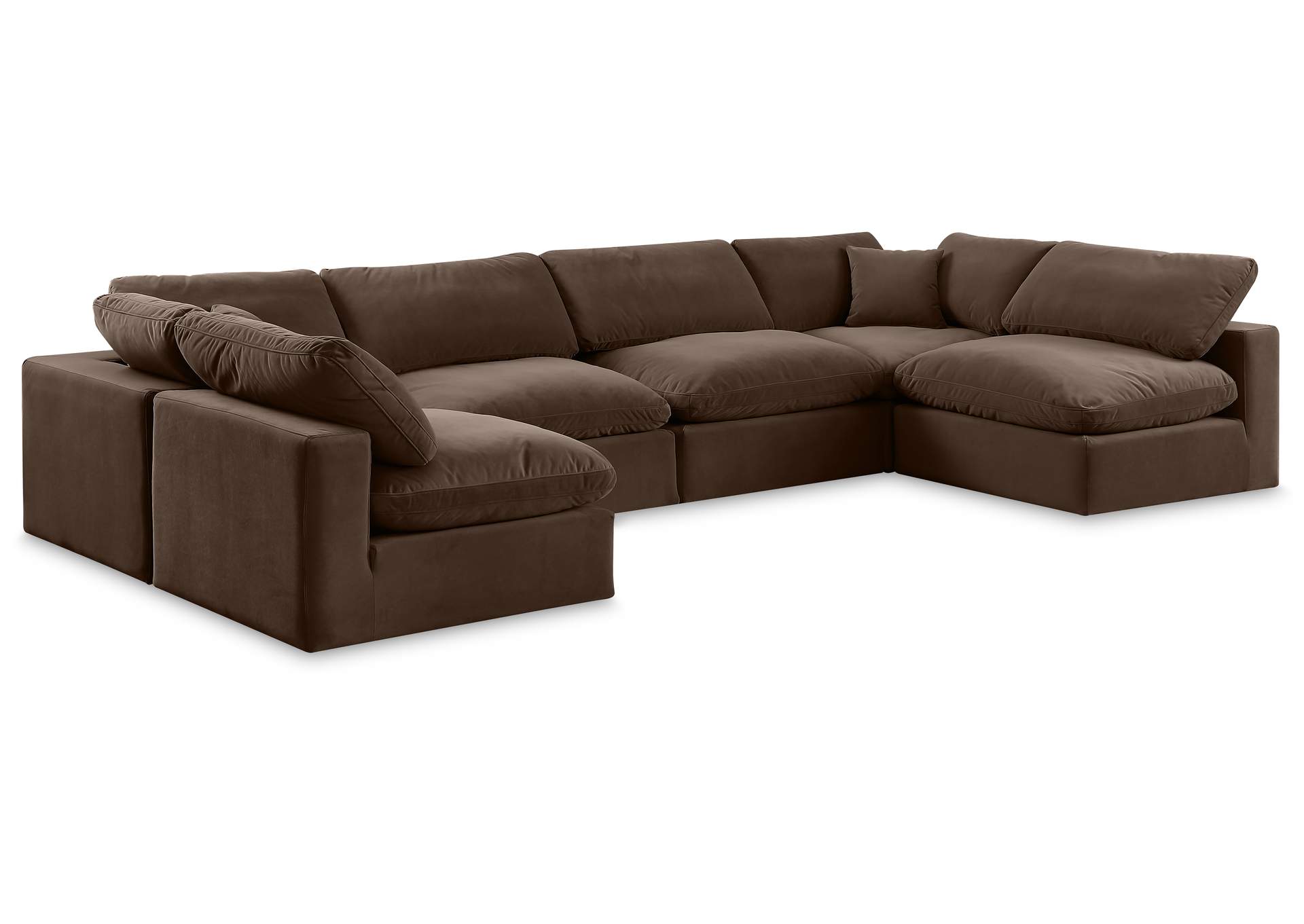 Comfy Brown Velvet Modular Sectional,Meridian Furniture