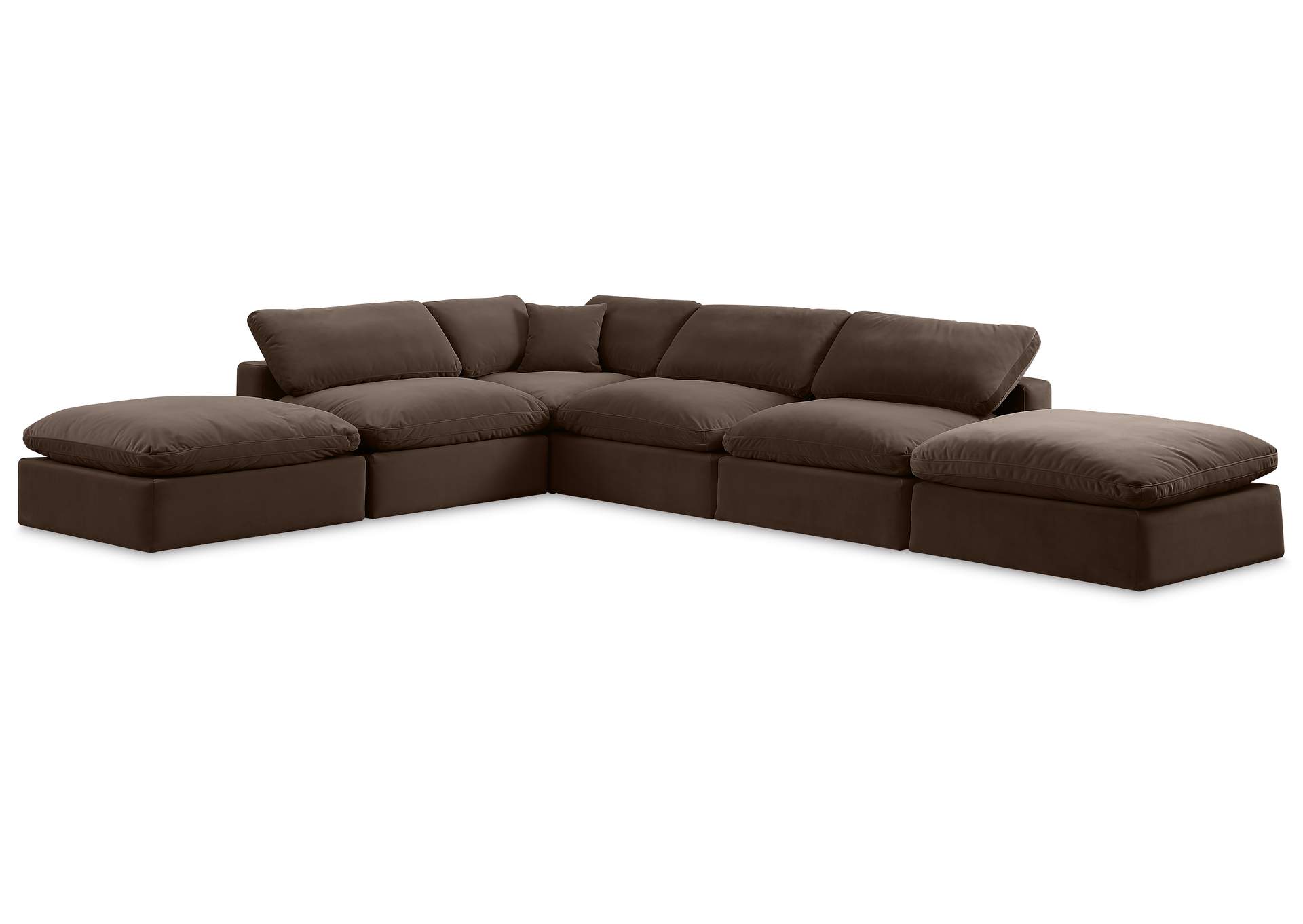 Comfy Brown Velvet Modular Sectional,Meridian Furniture