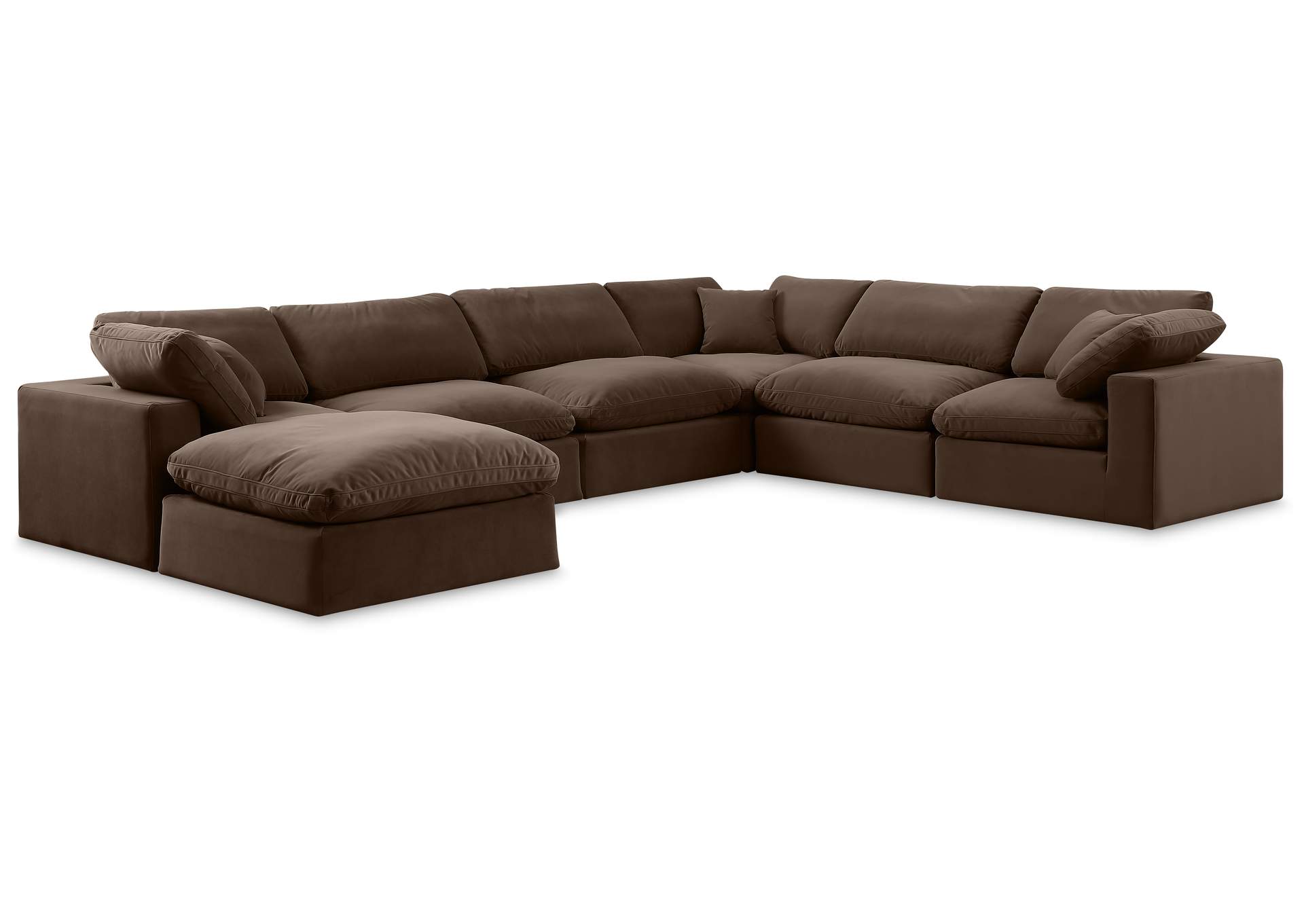 Comfy Brown Velvet Modular Sectional,Meridian Furniture