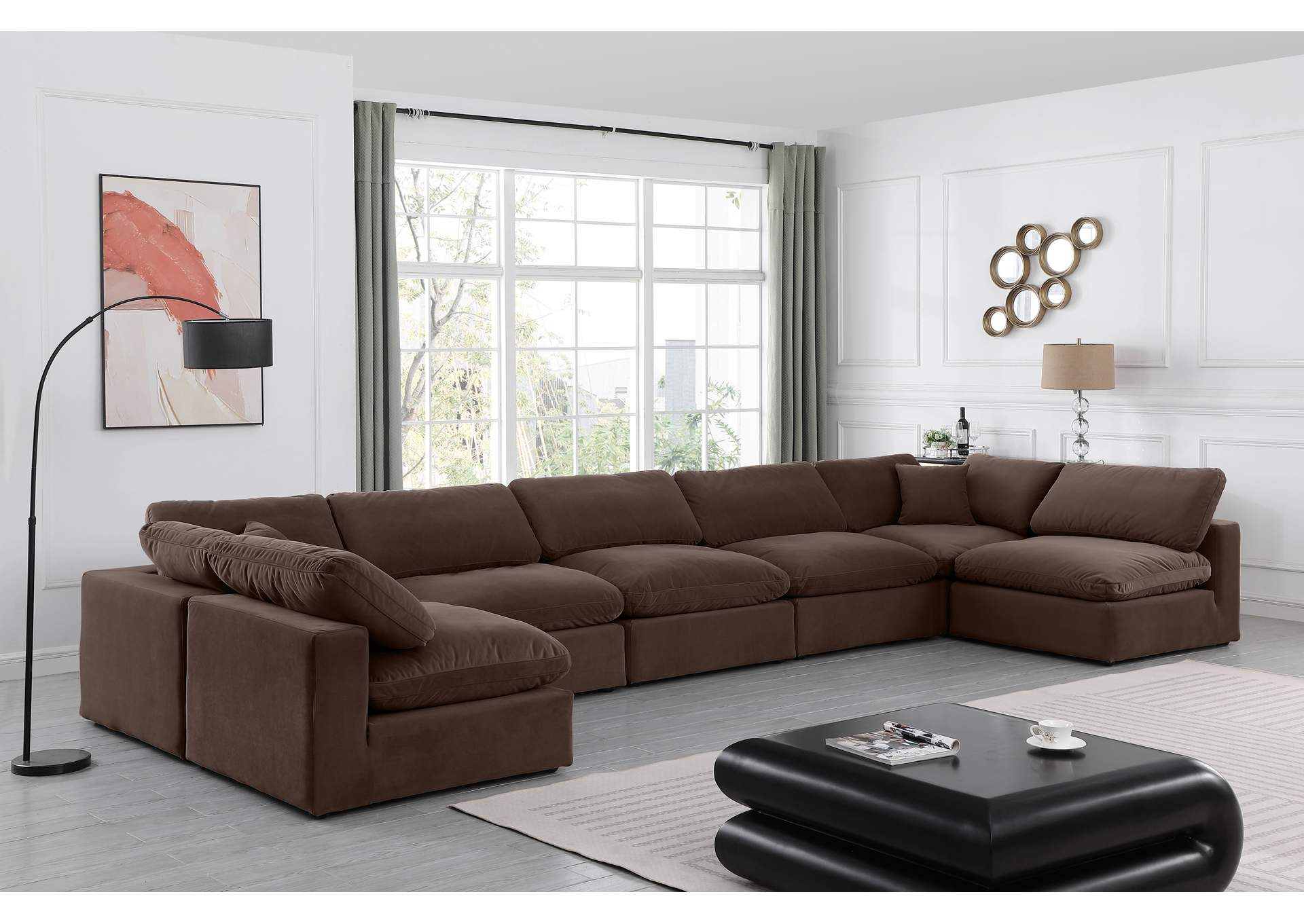 Comfy Brown Velvet Modular Sectional,Meridian Furniture