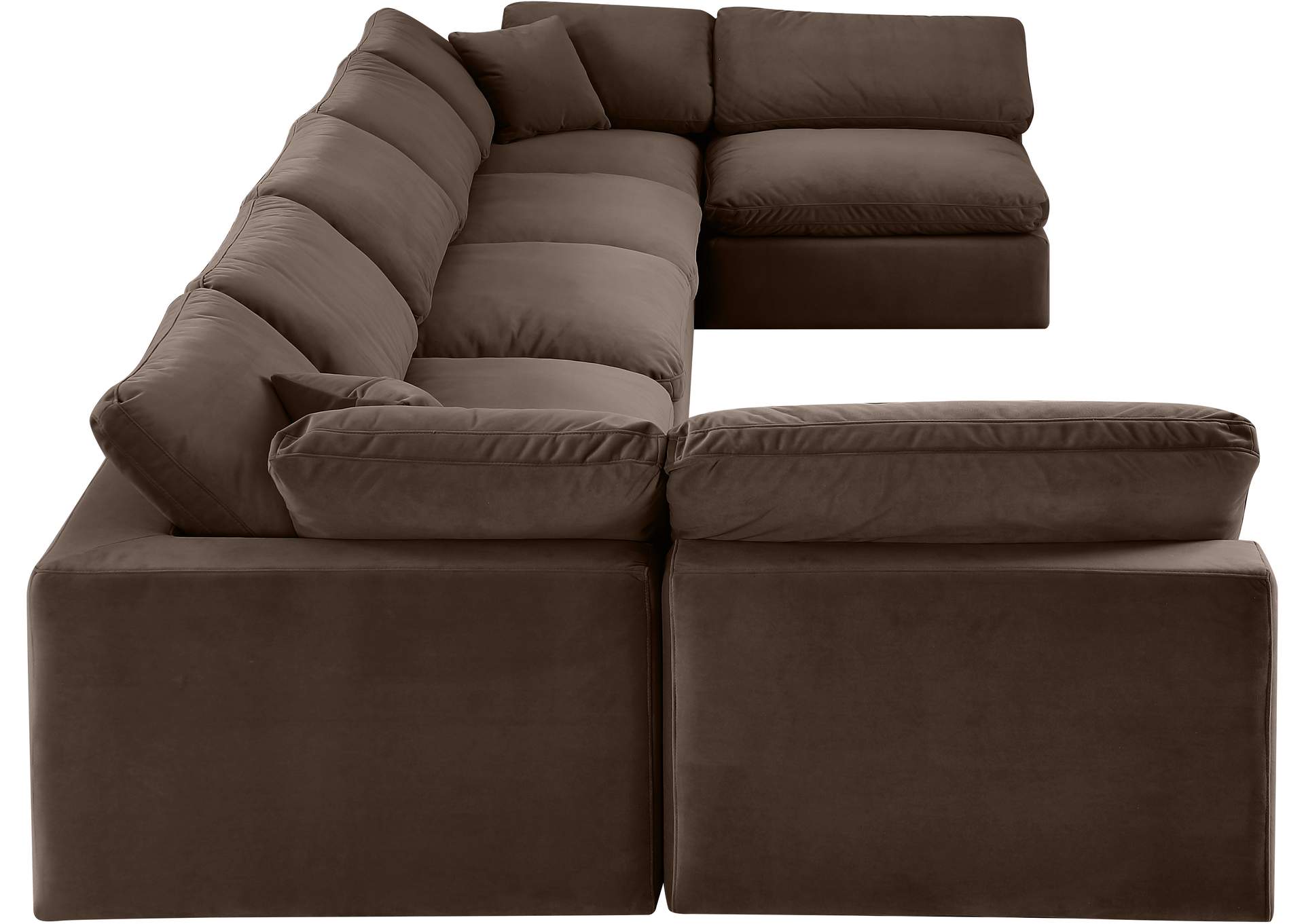 Comfy Brown Velvet Modular Sectional,Meridian Furniture