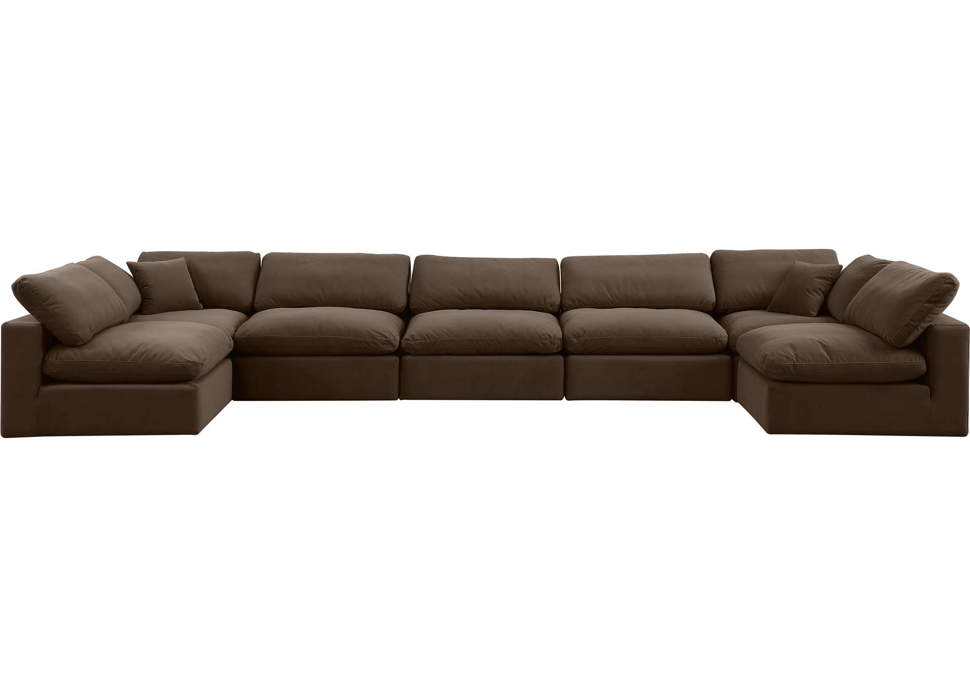 Comfy Brown Velvet Modular Sectional,Meridian Furniture