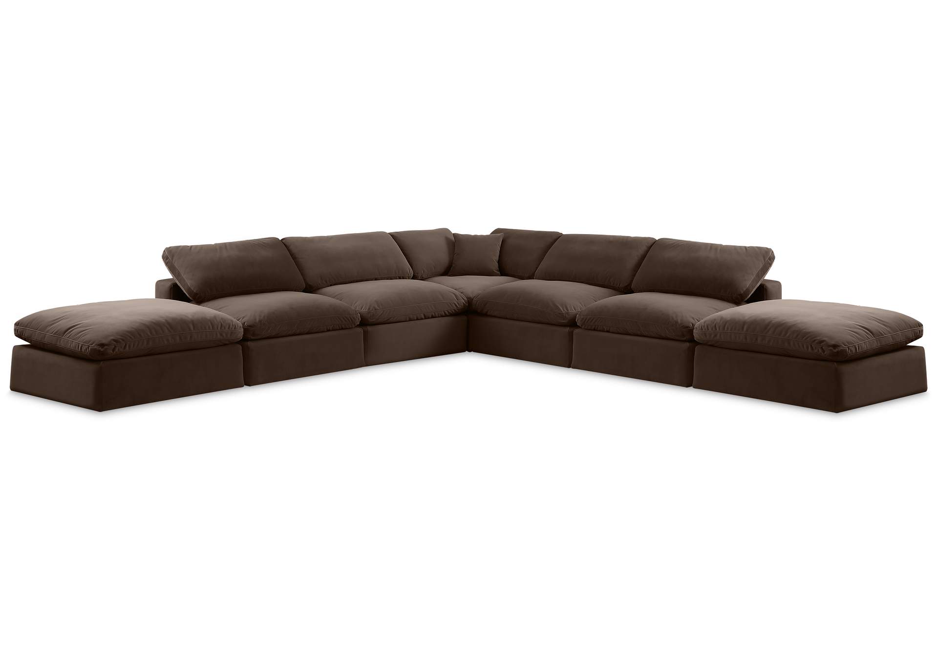 Comfy Brown Velvet Modular Sectional,Meridian Furniture