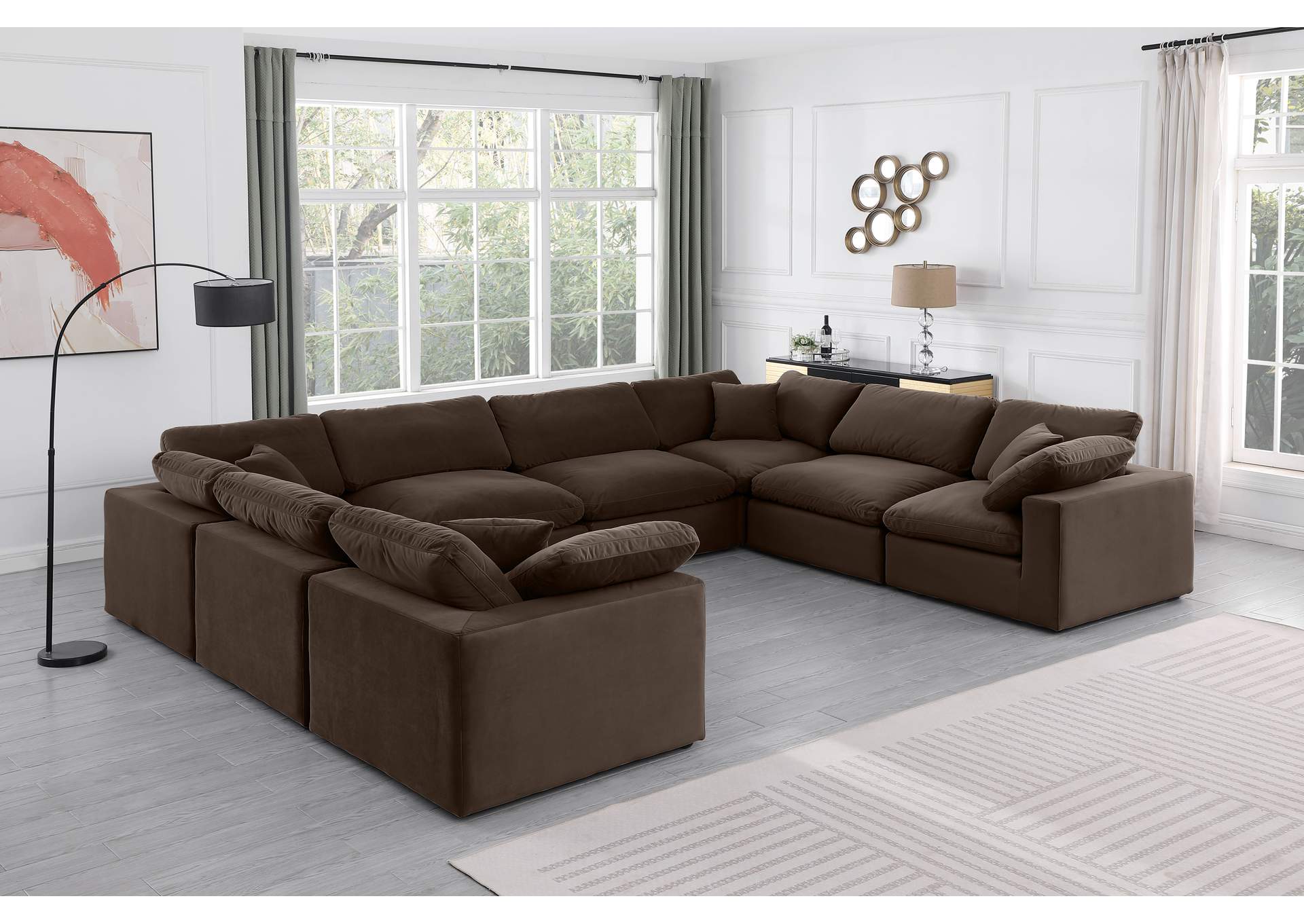 Comfy Brown Velvet Modular Sectional,Meridian Furniture