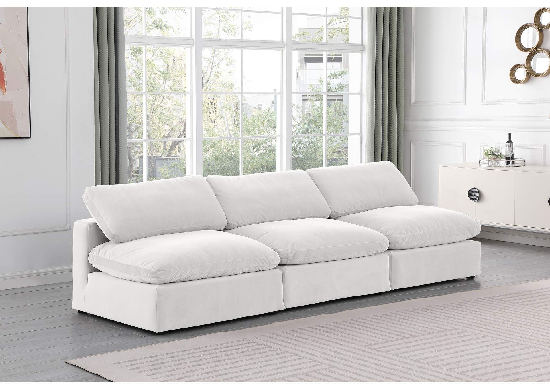Comfy Cream Velvet Modular Sofa,Meridian Furniture
