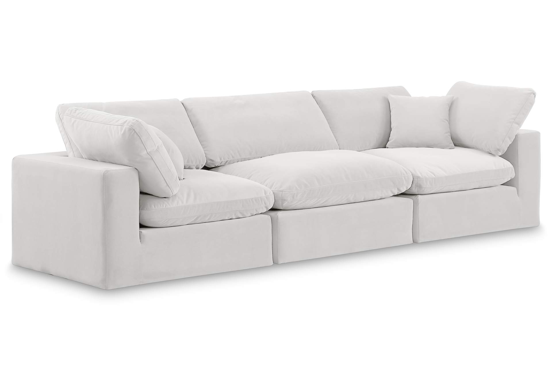 Comfy Cream Velvet Modular Sofa,Meridian Furniture