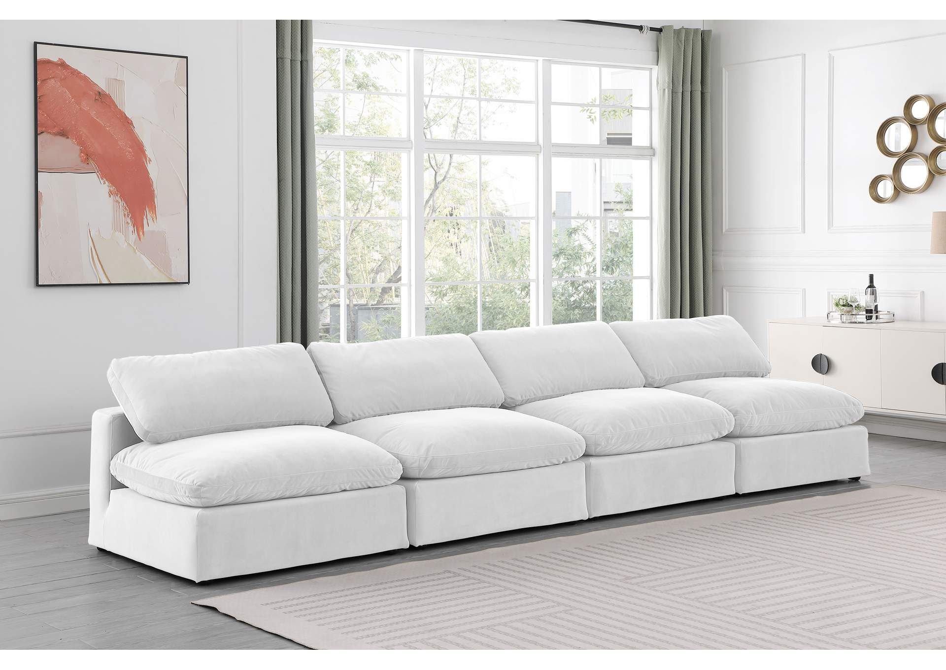 Comfy Cream Velvet Modular Sofa,Meridian Furniture