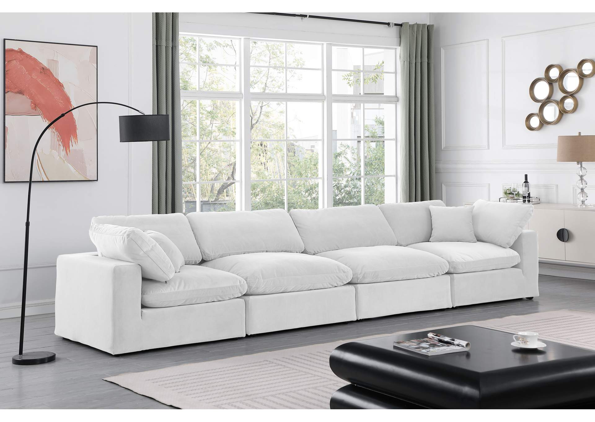 Comfy Cream Velvet Modular Sofa,Meridian Furniture