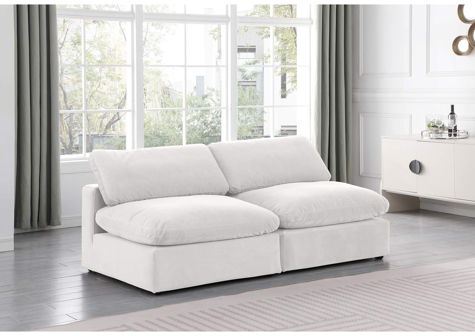 Comfy Cream Velvet Modular Sofa,Meridian Furniture
