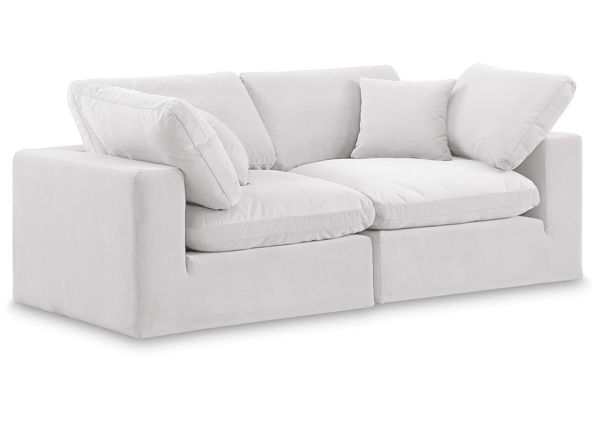 Comfy Cream Velvet Modular Sofa,Meridian Furniture