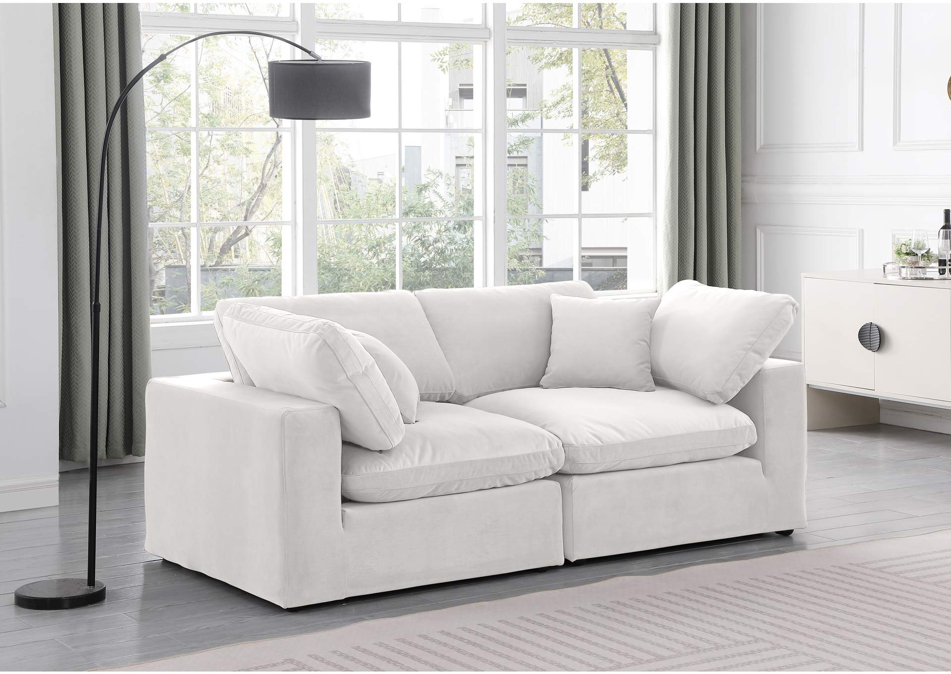 Comfy Cream Velvet Modular Sofa,Meridian Furniture