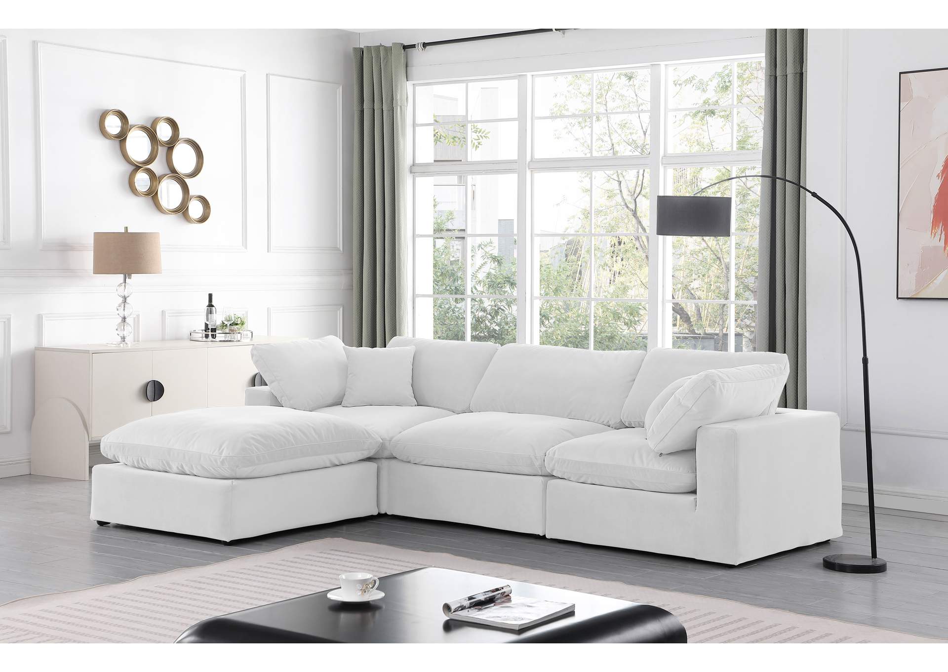 Comfy Cream Velvet Modular Sectional,Meridian Furniture
