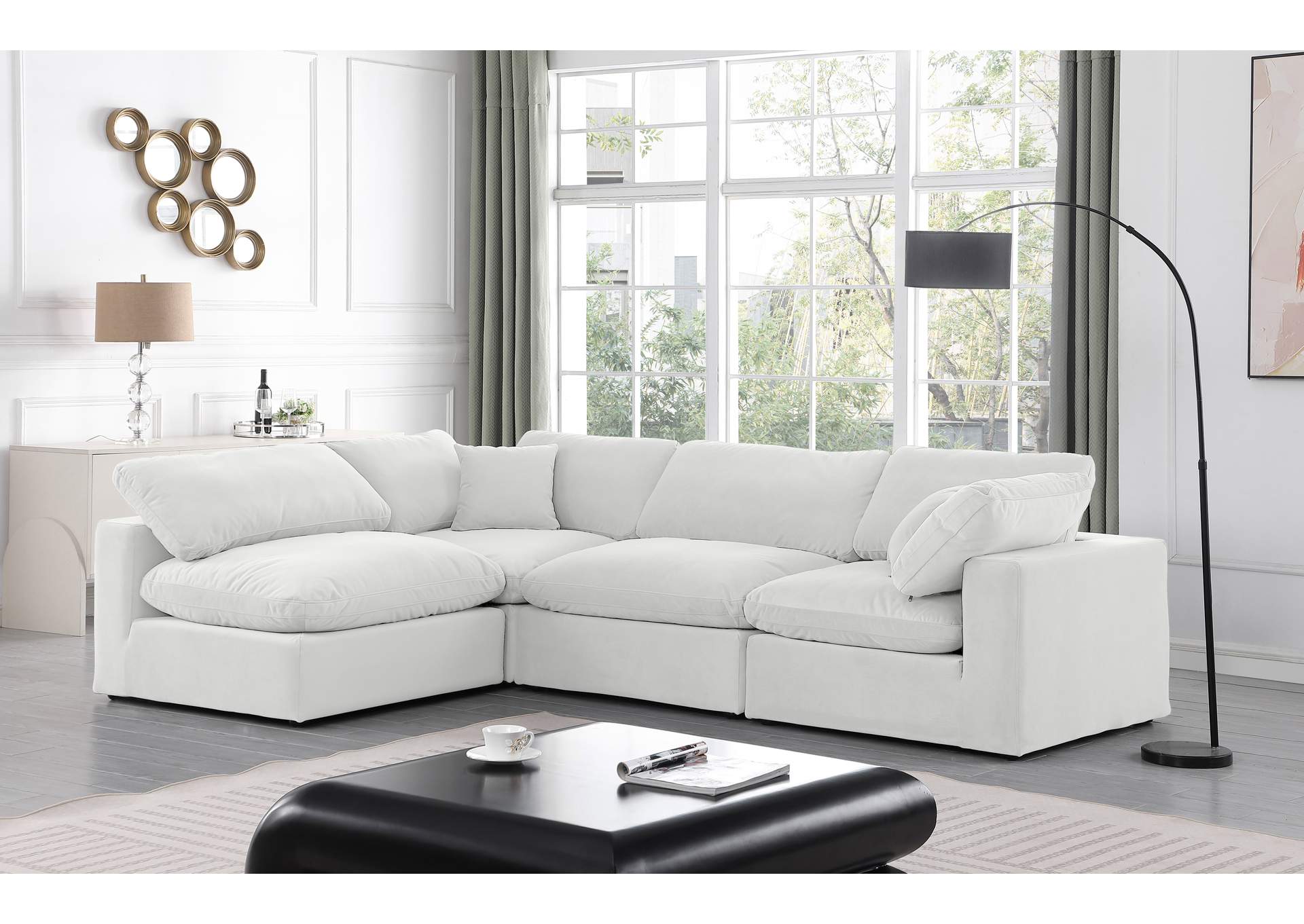 Comfy Cream Velvet Modular Sectional,Meridian Furniture