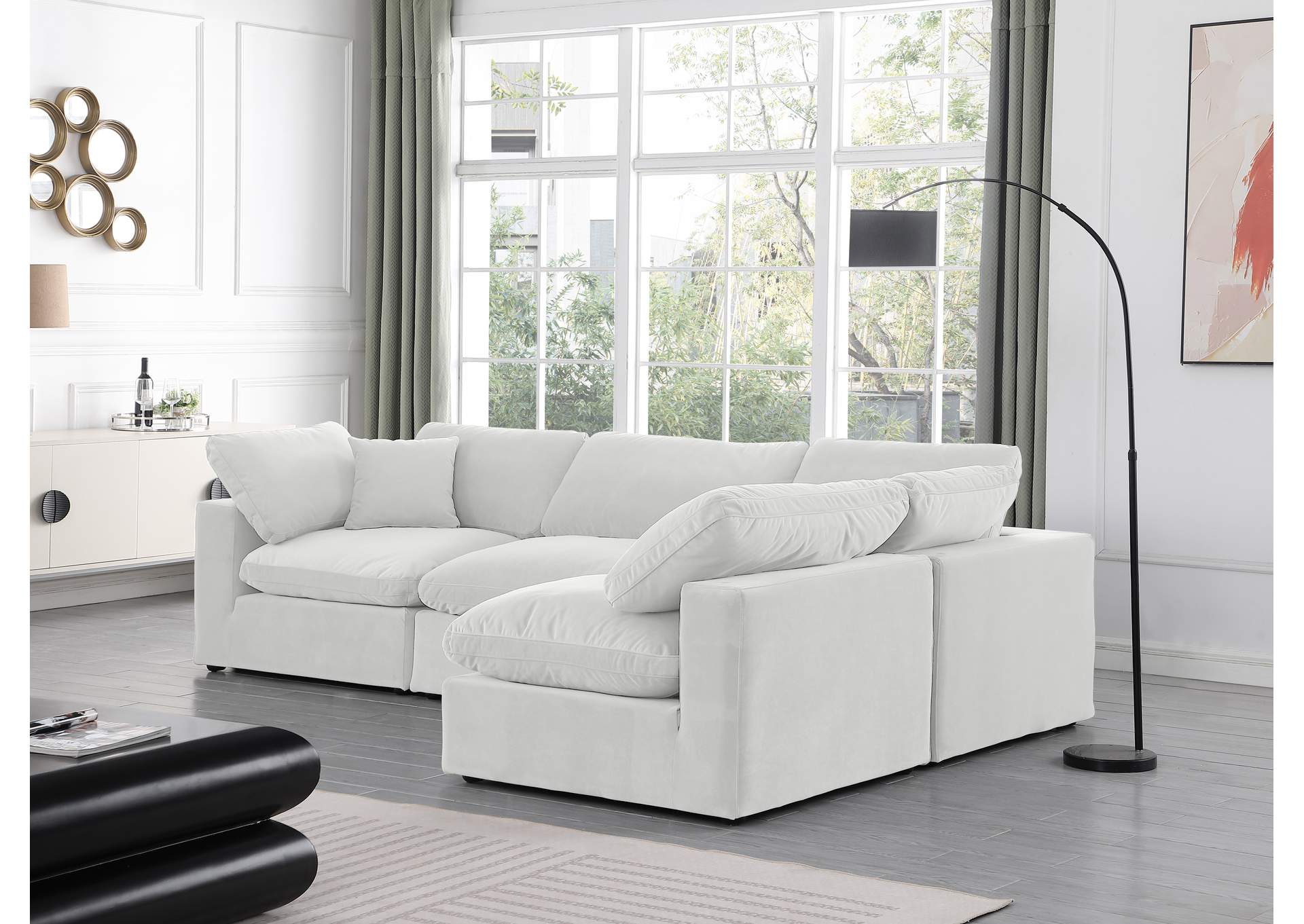 Comfy Cream Velvet Modular Sectional,Meridian Furniture