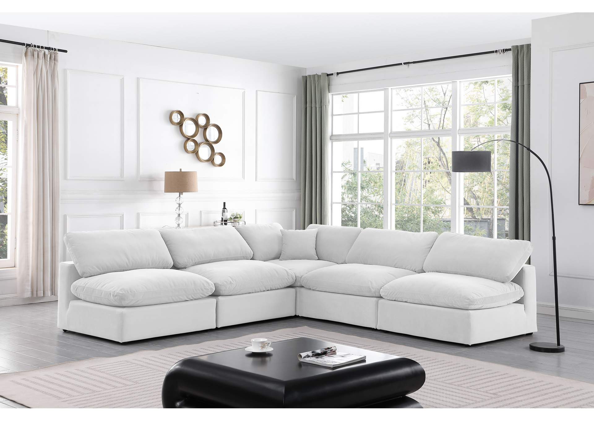 Comfy Cream Velvet Modular Sectional,Meridian Furniture