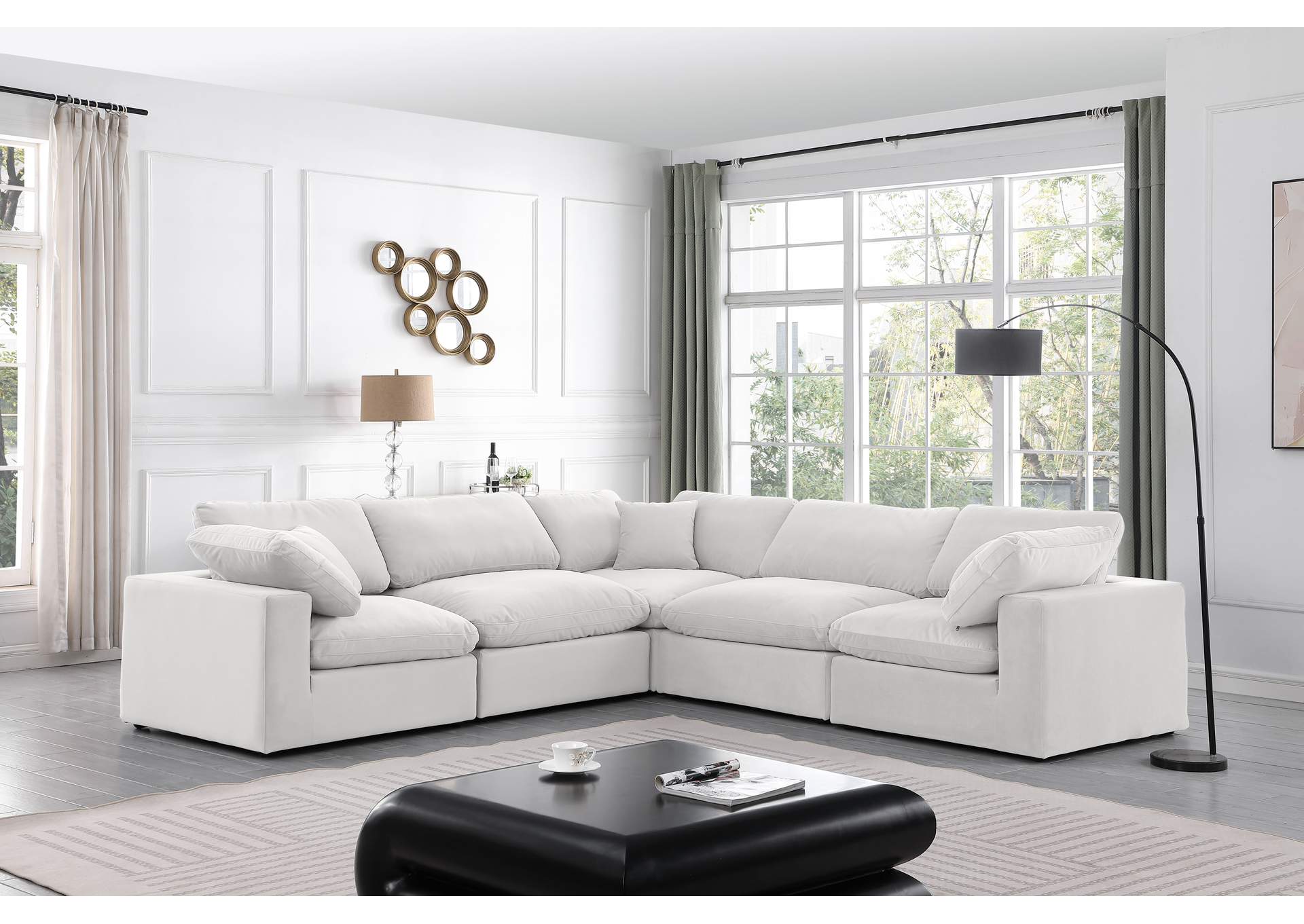 Comfy Cream Velvet Modular Sectional,Meridian Furniture