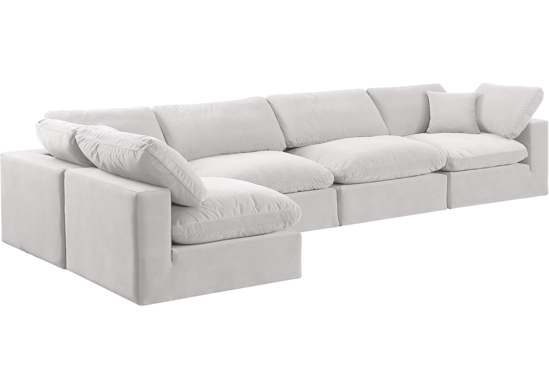 Comfy Cream Velvet Modular Sectional,Meridian Furniture