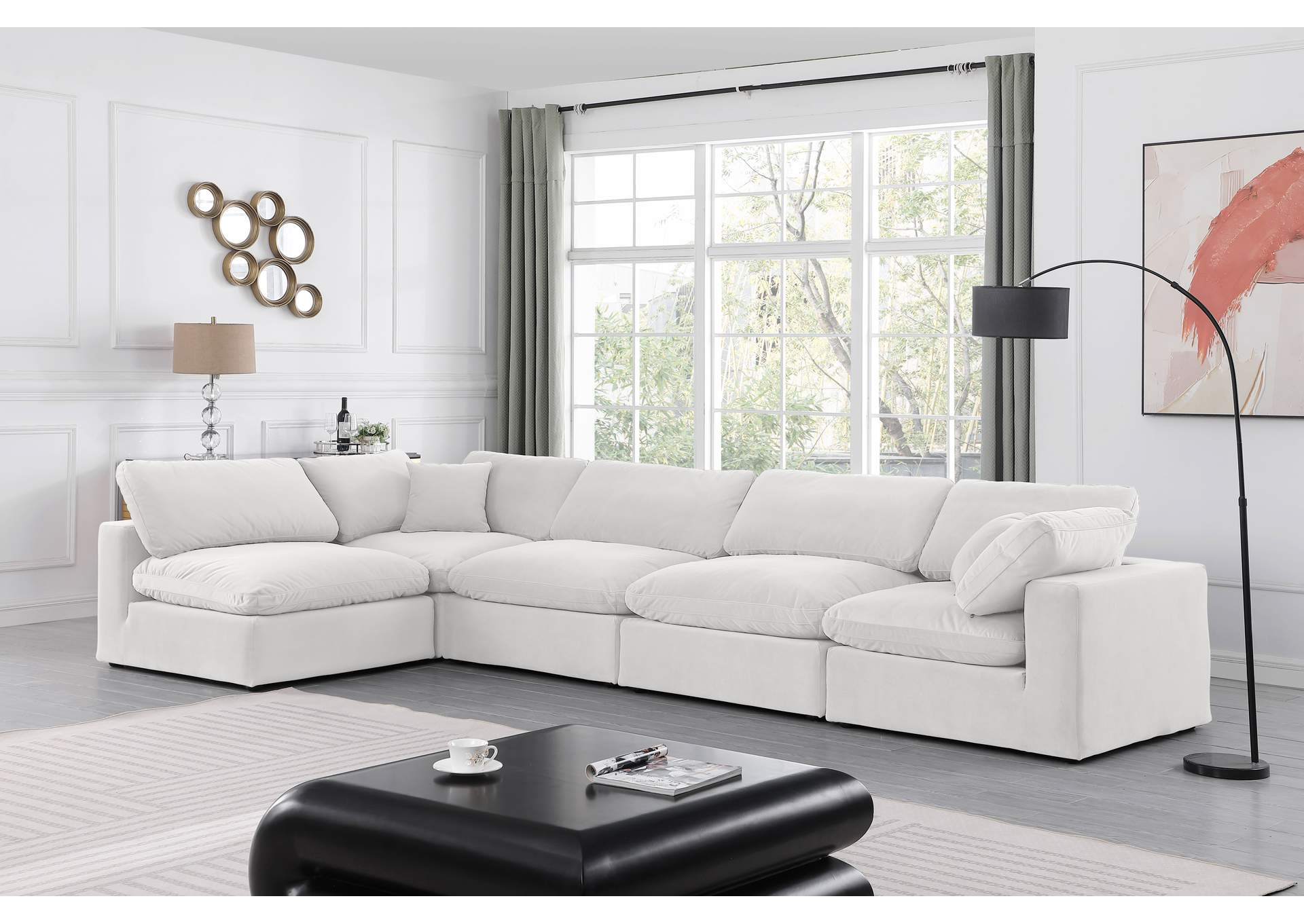 Comfy Cream Velvet Modular Sectional,Meridian Furniture