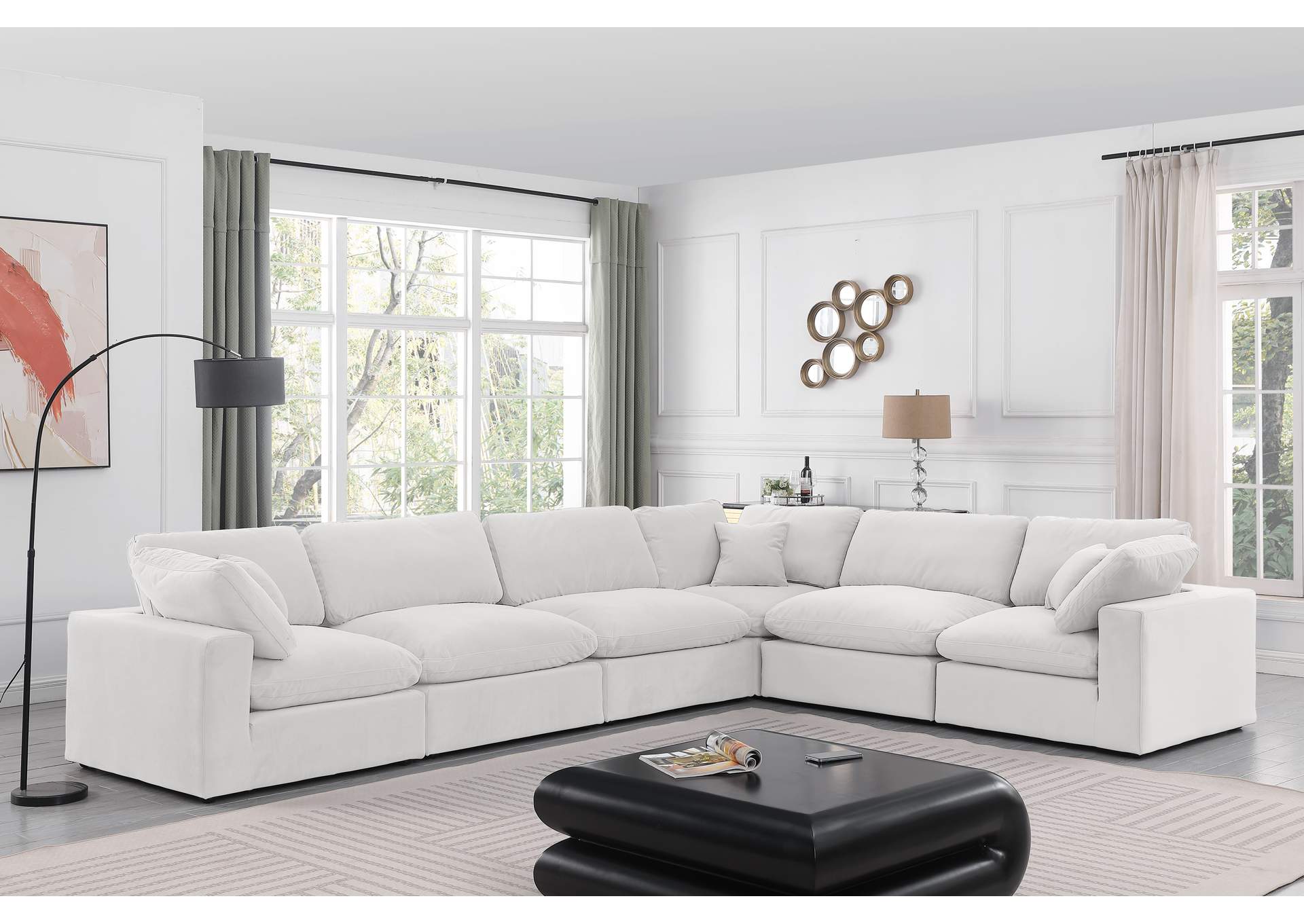 Comfy Cream Velvet Modular Sectional,Meridian Furniture