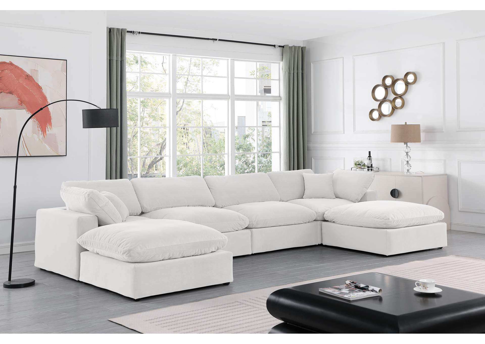 Comfy Cream Velvet Modular Sectional,Meridian Furniture