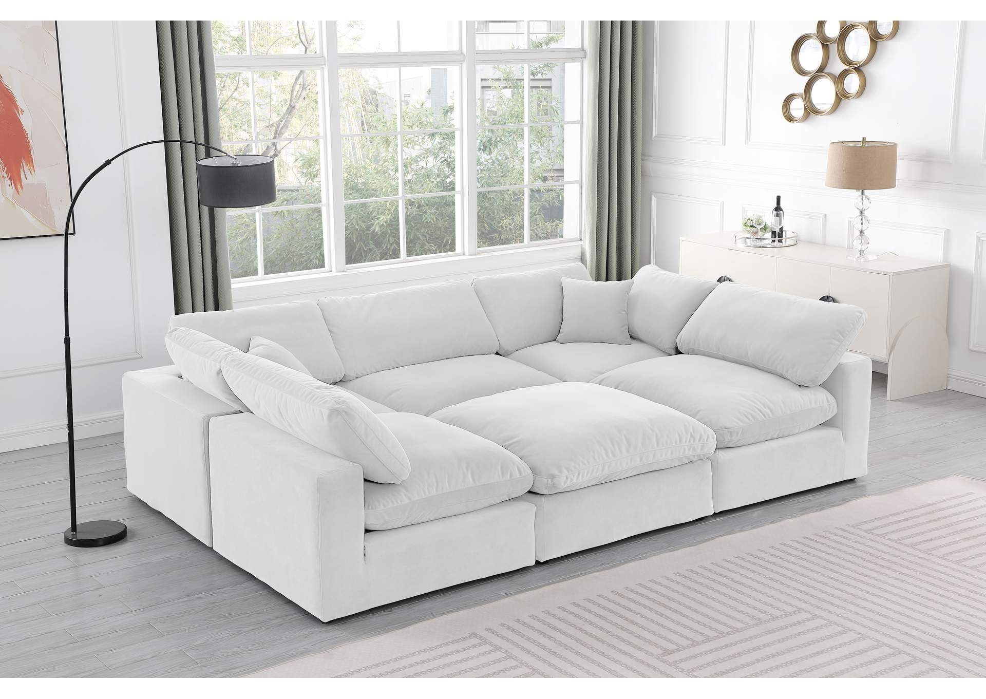Comfy Cream Velvet Modular Sectional,Meridian Furniture