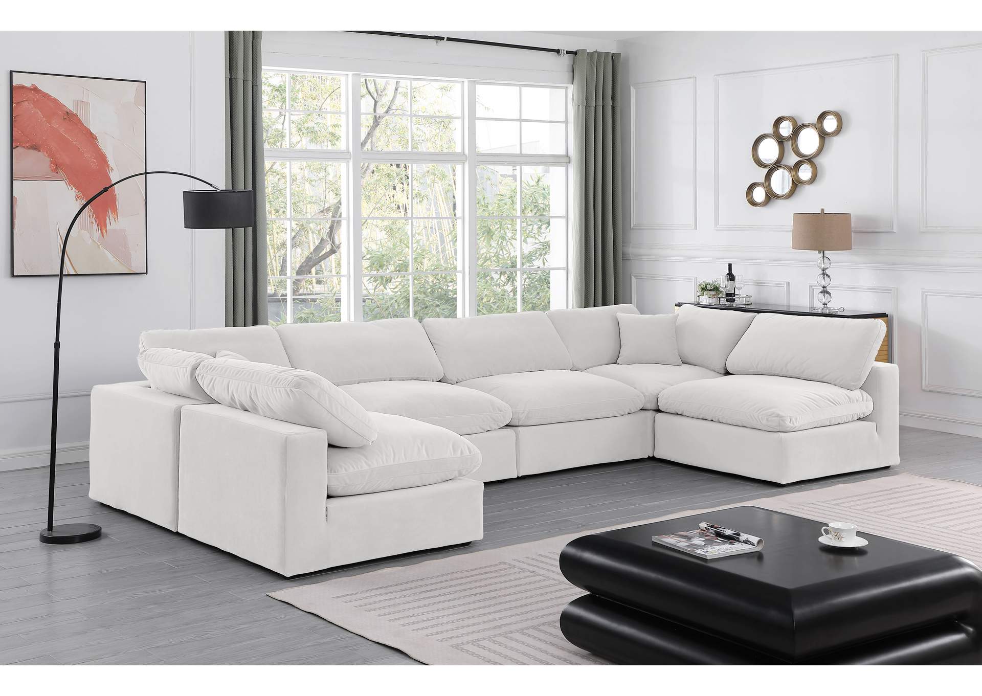 Comfy Cream Velvet Modular Sectional,Meridian Furniture