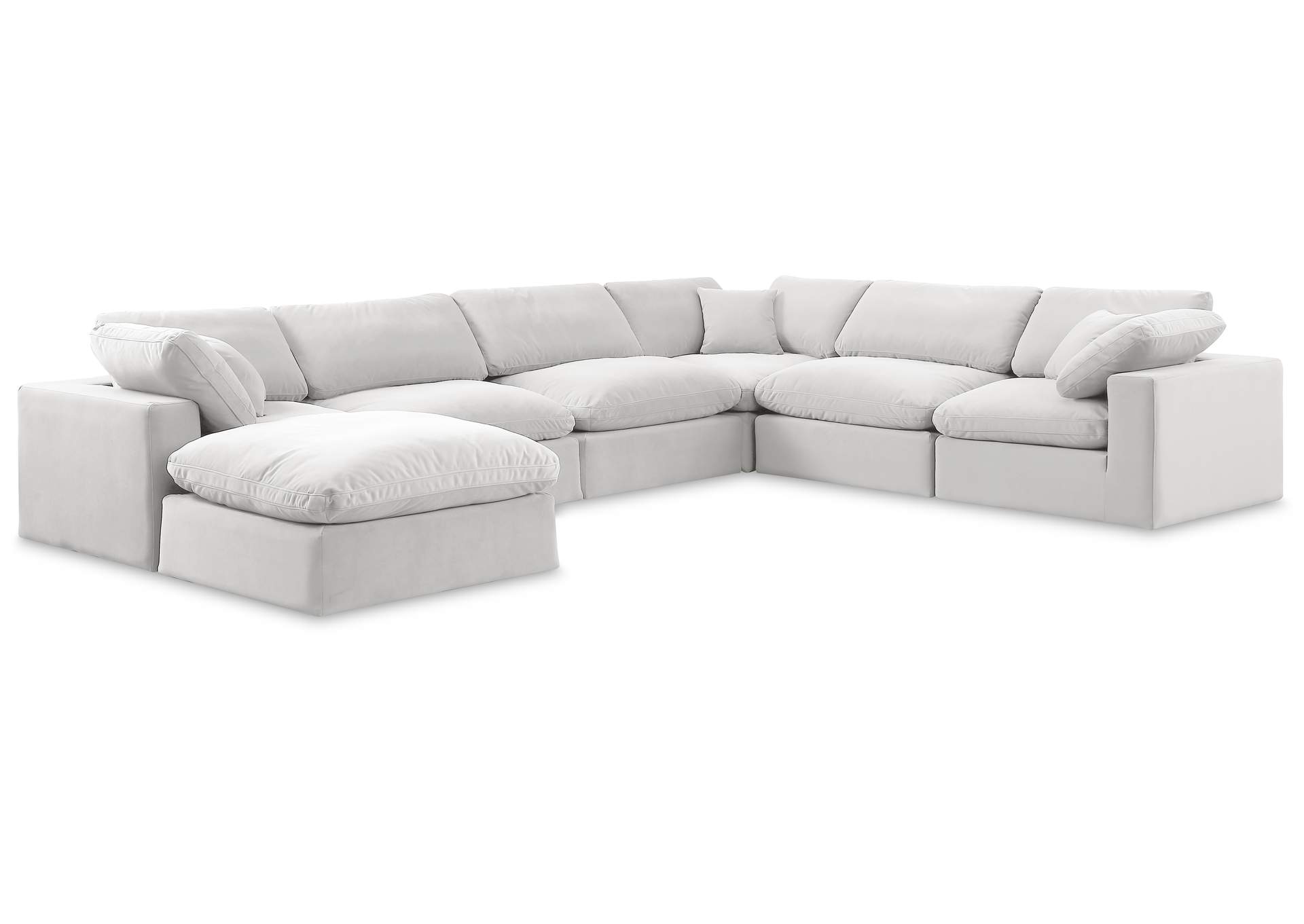 Comfy Cream Velvet Modular Sectional,Meridian Furniture