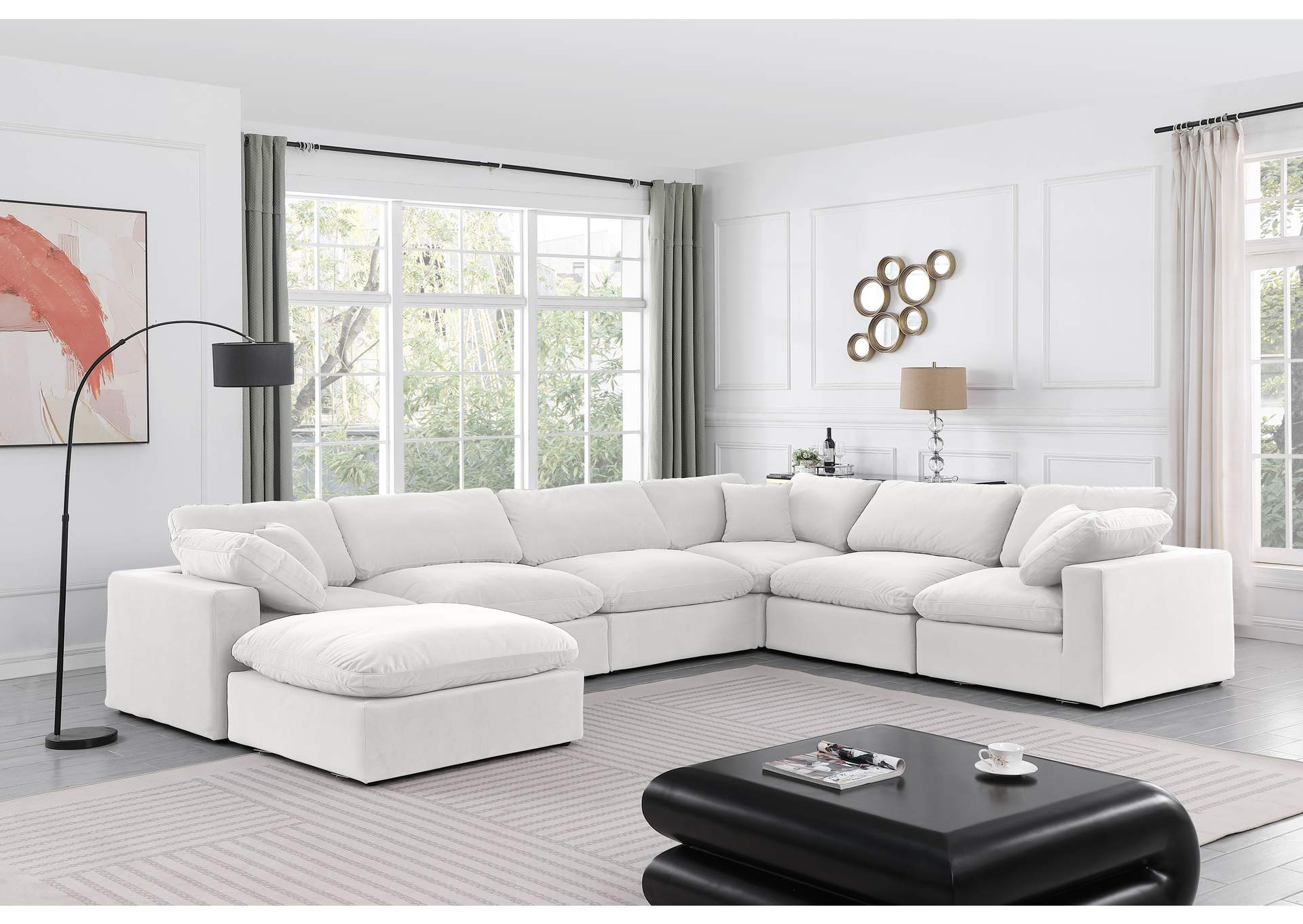 Comfy Cream Velvet Modular Sectional,Meridian Furniture