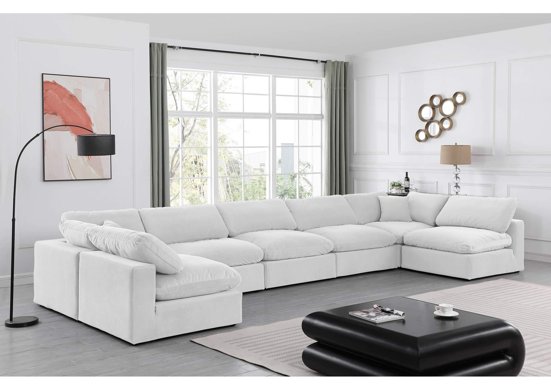 Comfy Cream Velvet Modular Sectional,Meridian Furniture