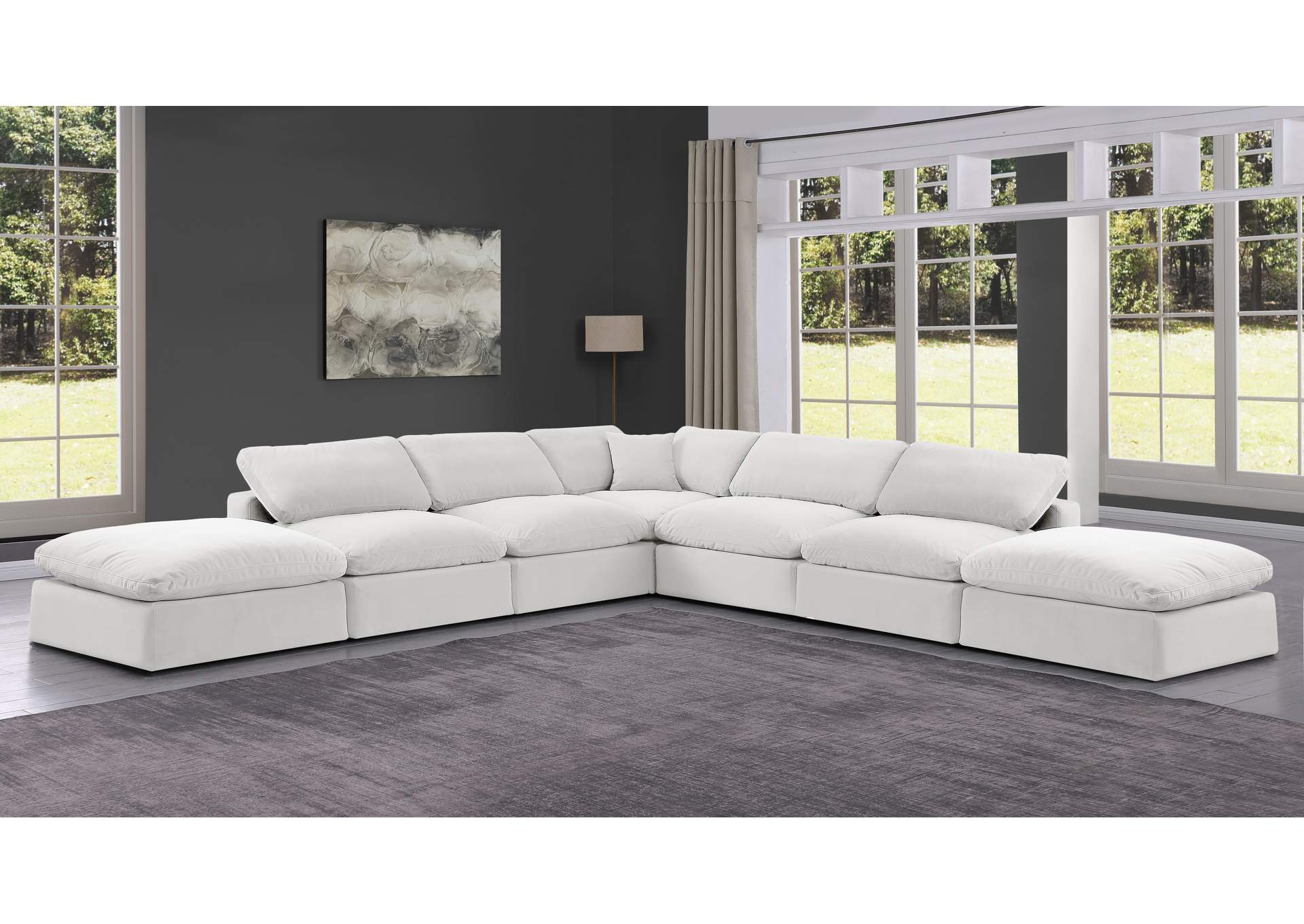 Comfy Cream Velvet Modular Sectional,Meridian Furniture