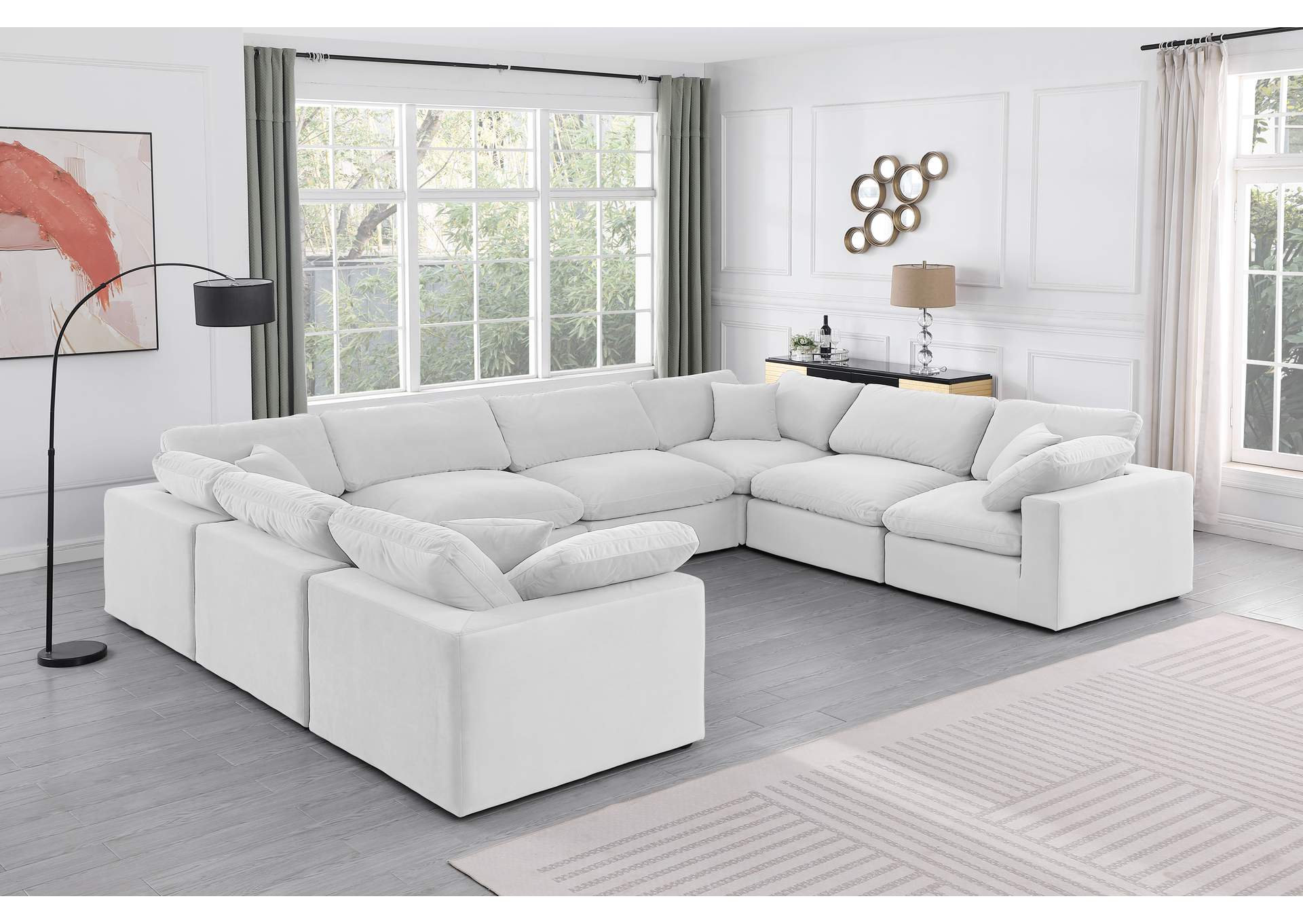 Comfy Cream Velvet Modular Sectional,Meridian Furniture