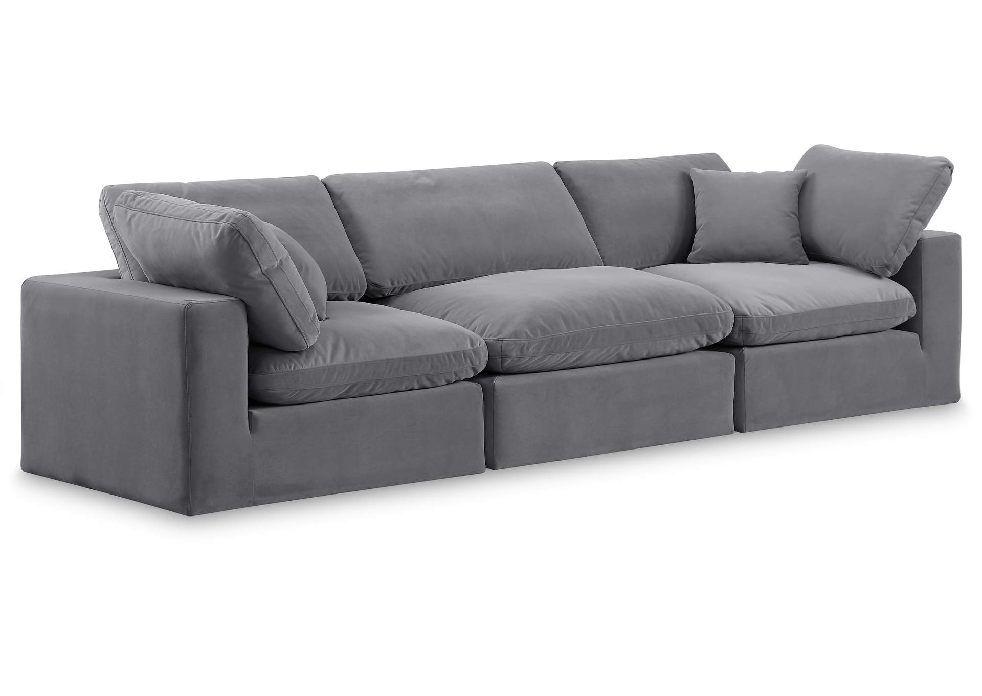 Comfy Grey Velvet Modular Sofa,Meridian Furniture