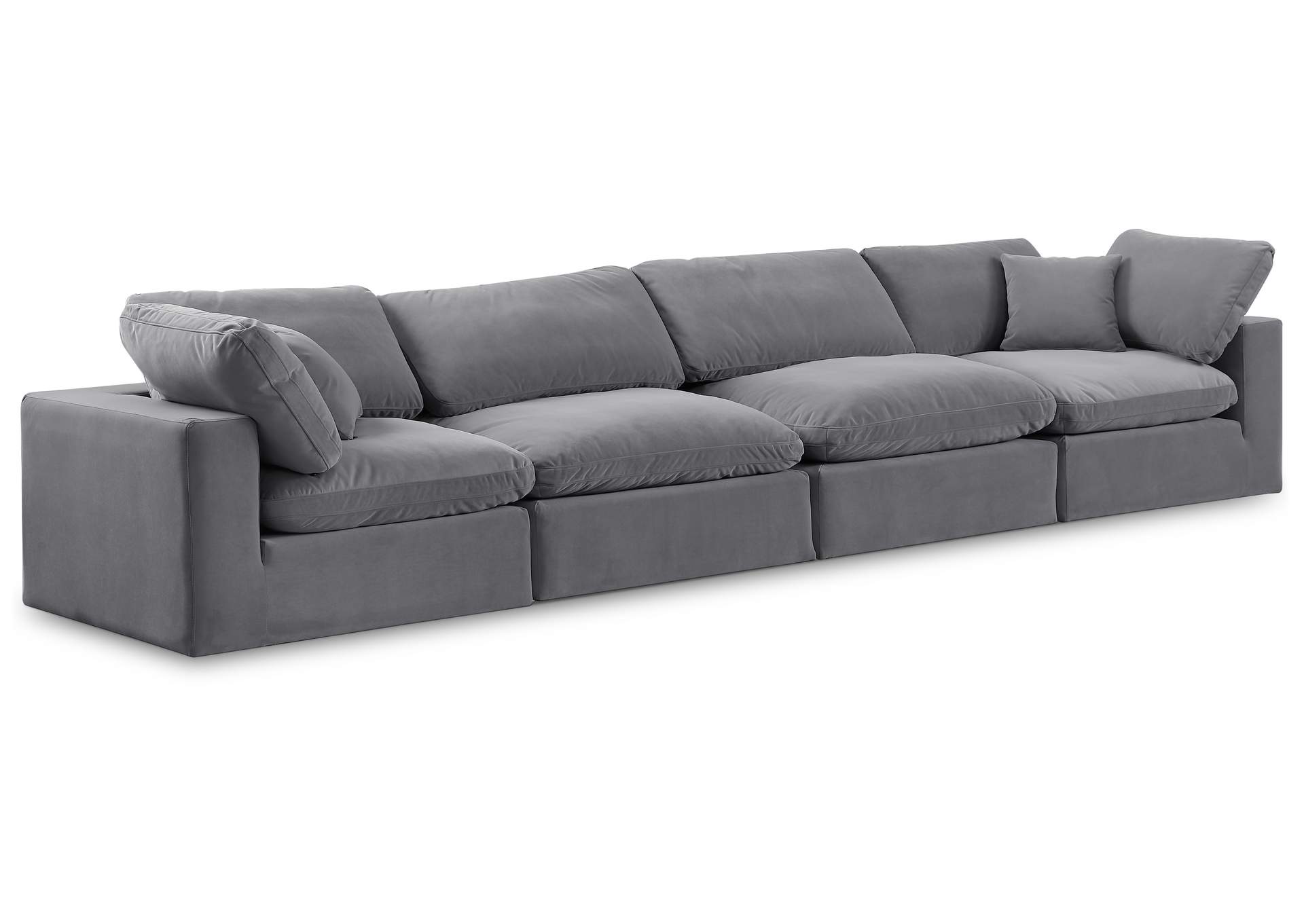 Comfy Grey Velvet Modular Sofa,Meridian Furniture
